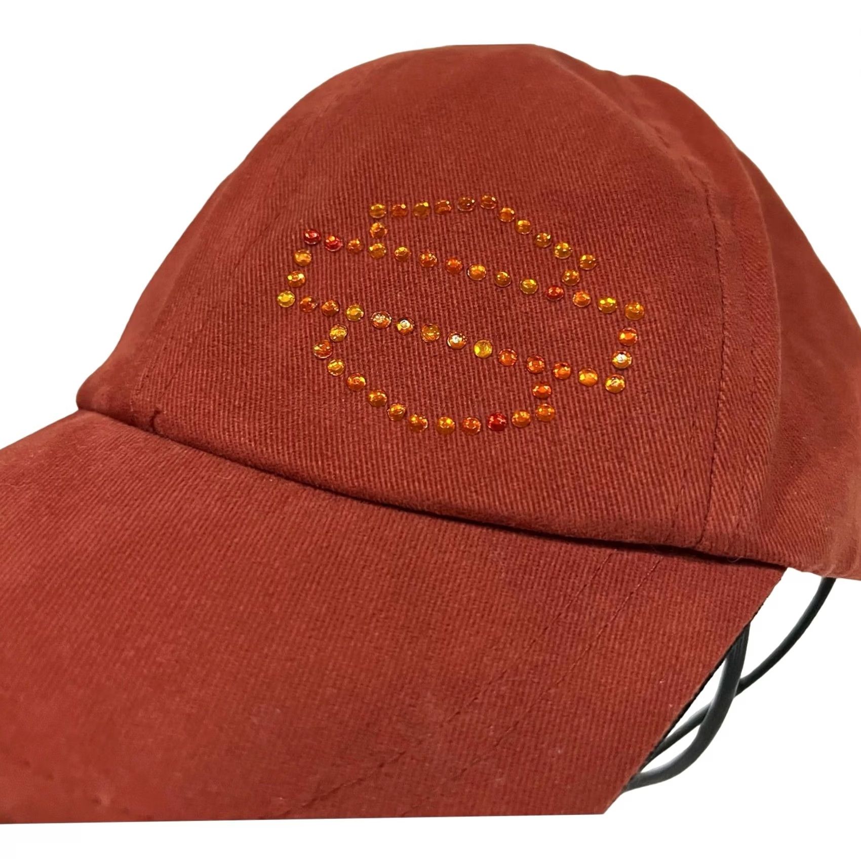 Harley Davidson VINTAGE Harley Davidson Hat Women’s Embellished Orange Bar Shield Rhinestone Baseball Cap Adjustable Orange Womens Logo Rhinestone Cap Size ONE SIZE - 4 Thumbnail