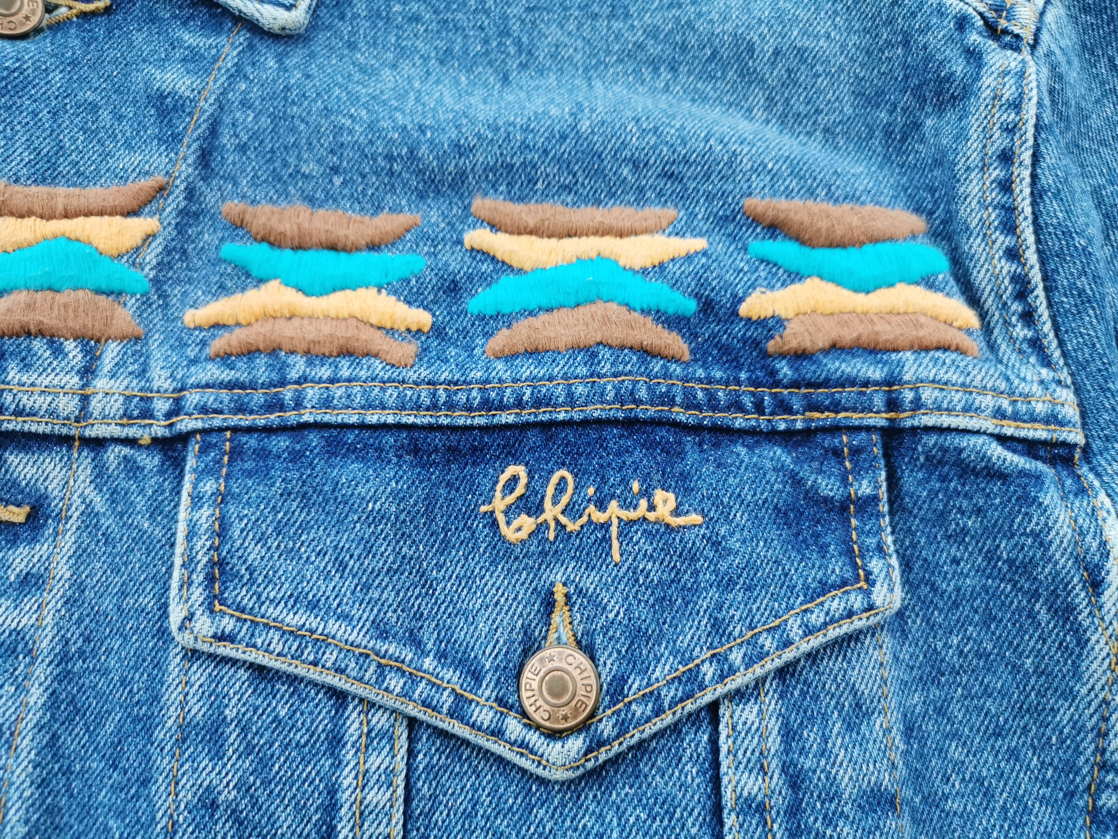 Vintage Vintage 80s Chipie Embroidered Denim Jacket Made In Japan Size US L / EU 52-54 / 3 - 4 Thumbnail