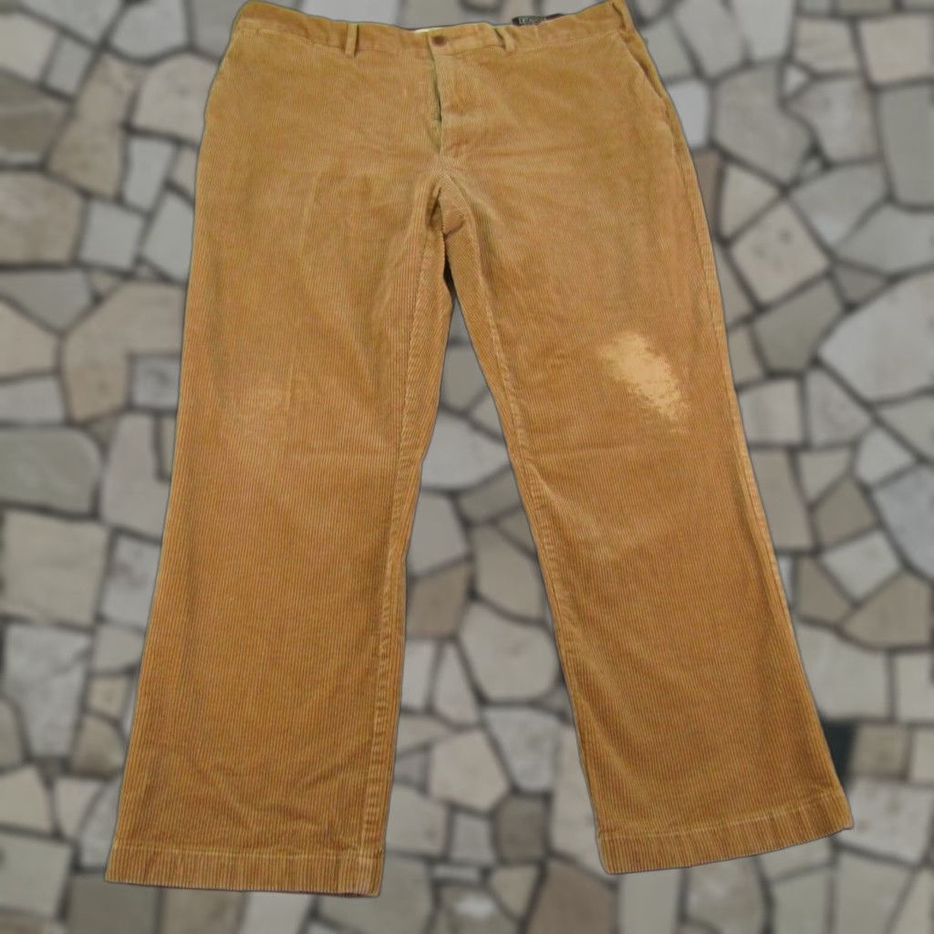 Polo Ralph Lauren VINTAGE Polo Ralph Lauren Pants Mens 40x30 Chino Corduroy Beige Khaki Regular Stretch Front Pockets 1990s Mens Size US M / EU 48-50 / 2 - 1 Thumbnail