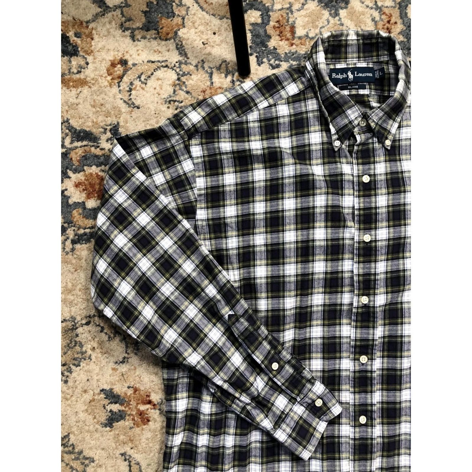 Ralph Lauren Ralph Lauren Blake Shirt Mens Large Blue Plaid Flannel Button-Down Pony Logo Blocked Collar Button Up Classic Fit Size US L / EU 52-54 / 3 - 3 Thumbnail