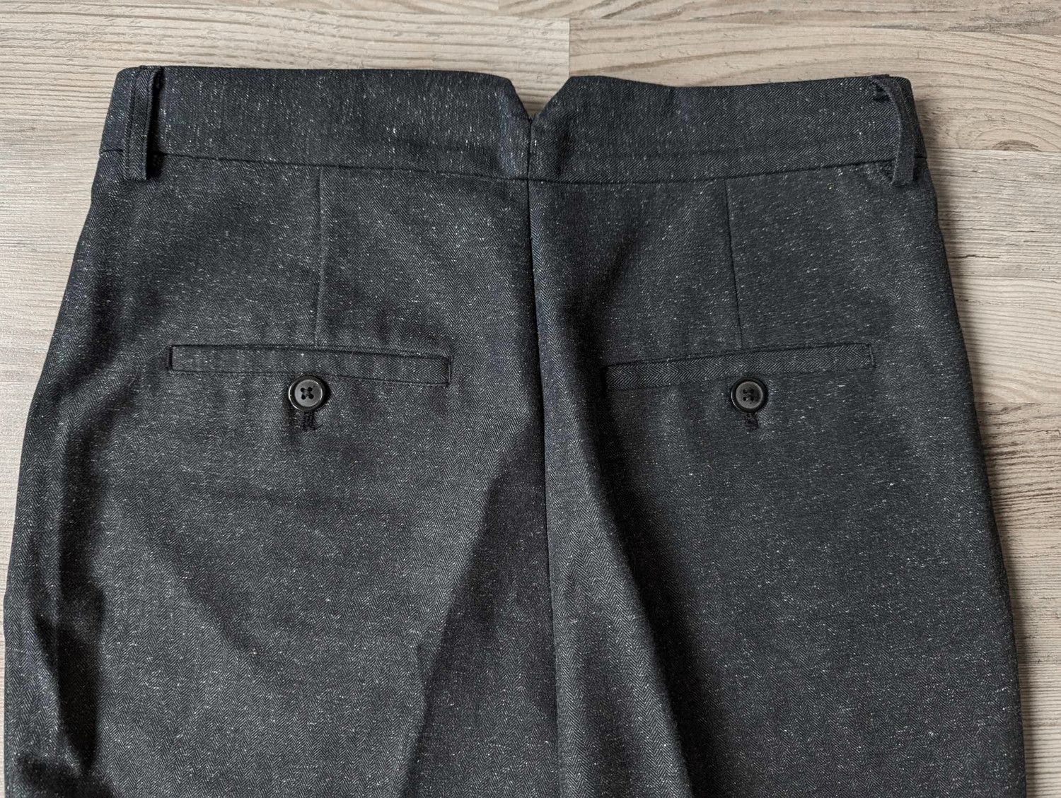 Designer Reunion Chinos Volume Pleat Herringbone Pants Melange Slim Size US 31 - 3 Thumbnail