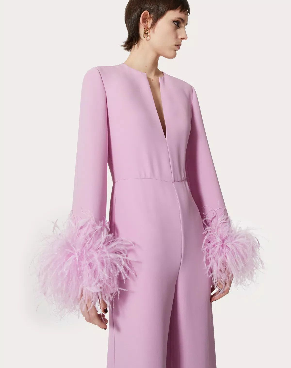 Valentino o1s1wg110625 Embroidered Cady Couture Jumpsuit in Pink Size 28" / US 6 / IT 42 - 6 Thumbnail