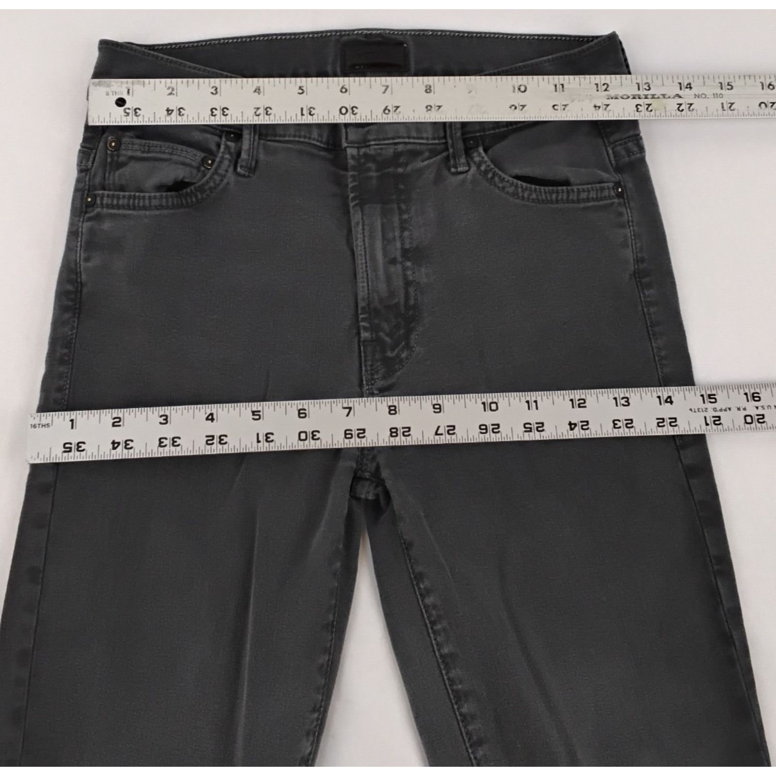 MOTHER Mother the Insider Crop Jeans Women's 25x24 Gray Faded Black Size 25" / US 0 / IT 36 - 11 Thumbnail