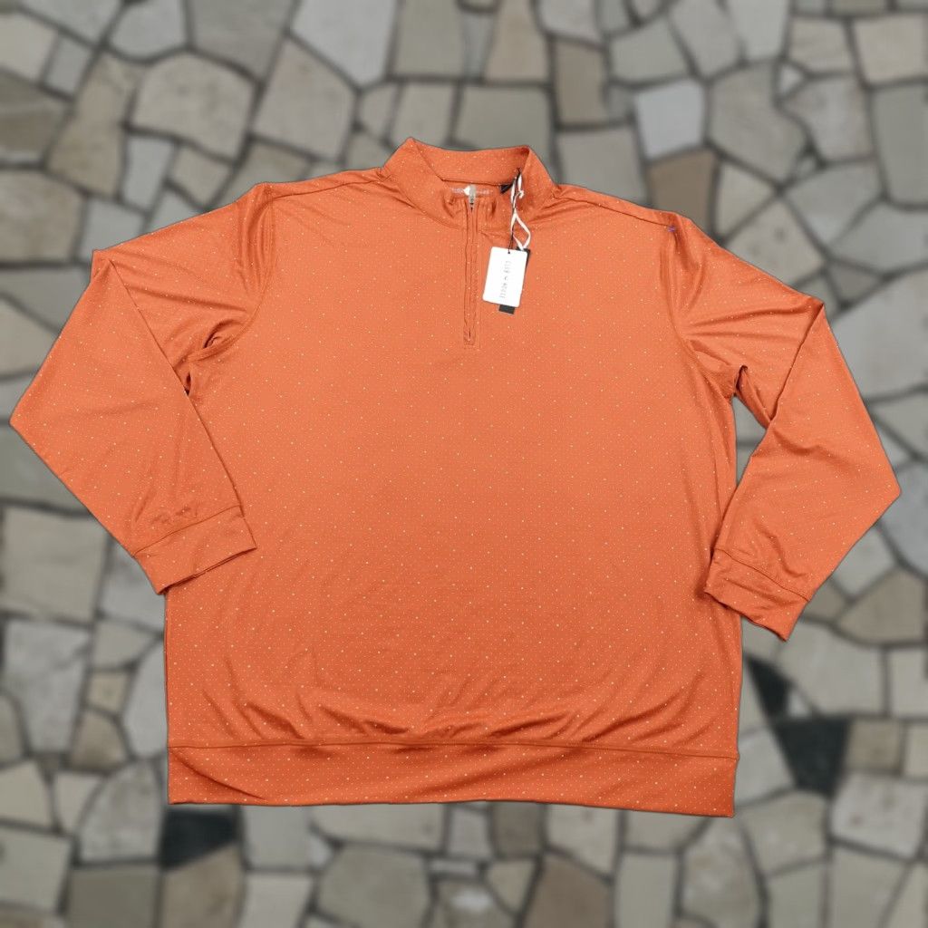 Short Par 4 Club House Sweater Mens XL Orange 1/4 Zip Performance Golf NEW