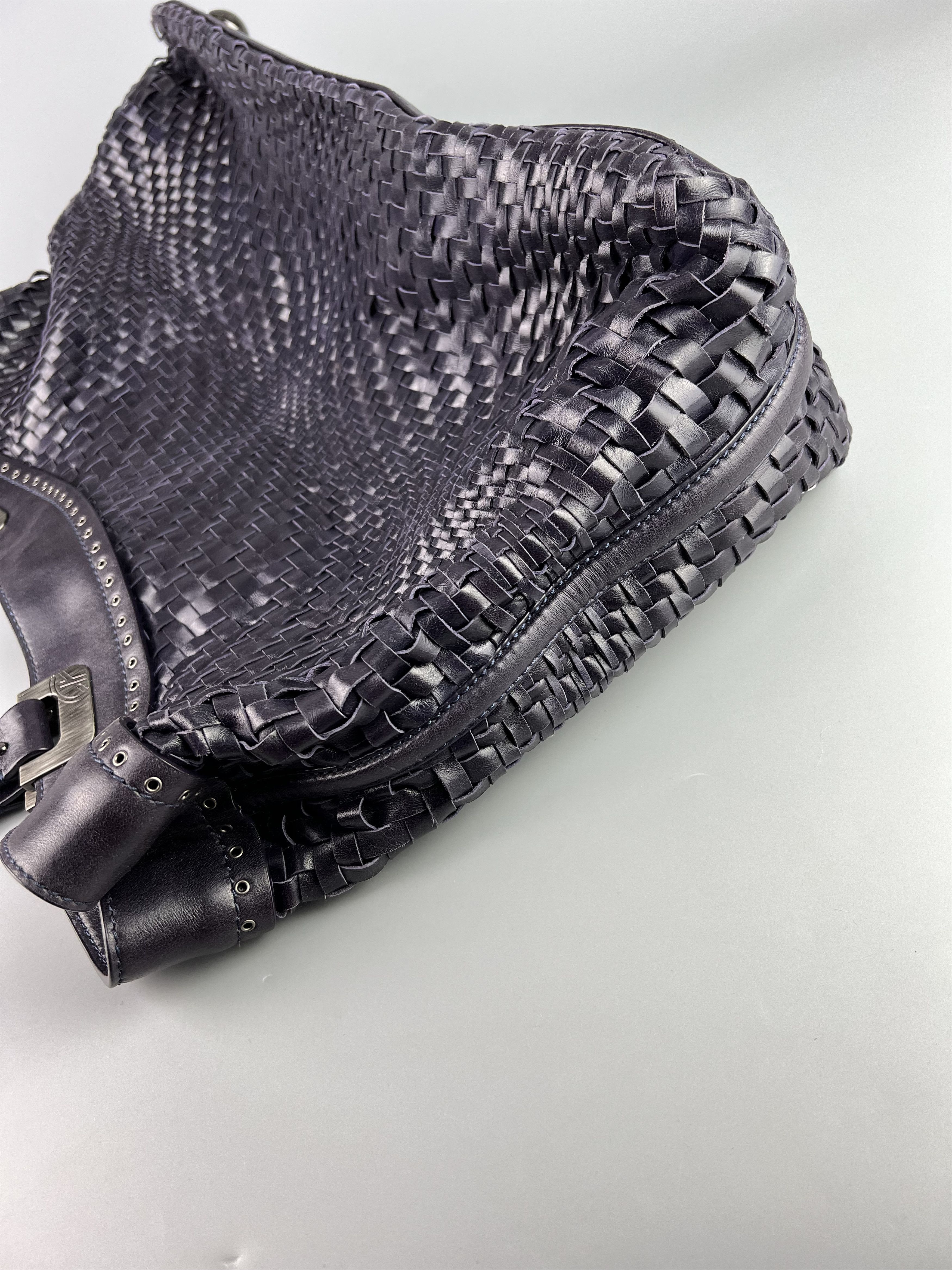 Leather Francesco Biasia Woven Leather Shoulder Bag Handbags Purple Size ONE SIZE - 3 Thumbnail
