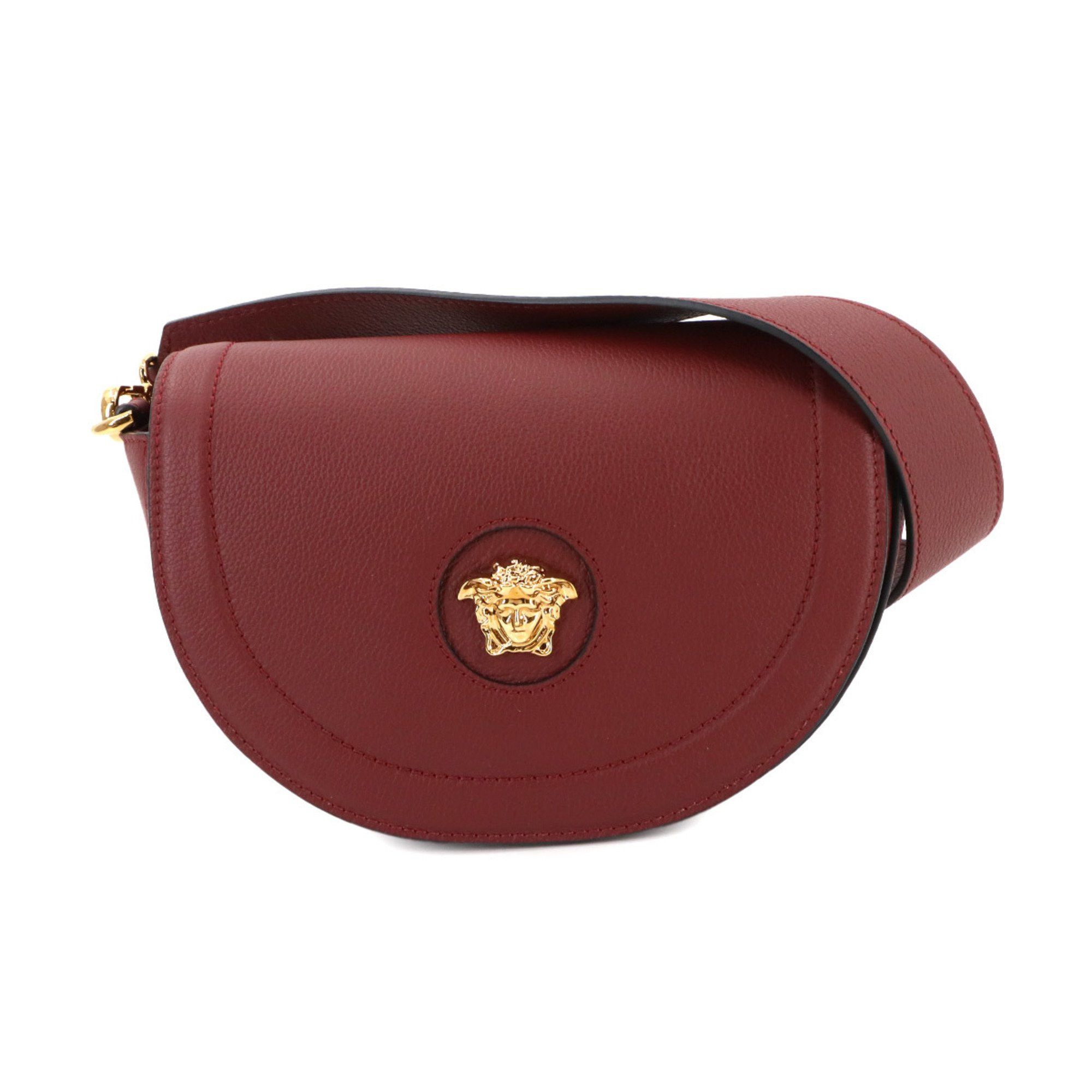 Versace Medusa Shoulder Bag Leather Bordeaux 1013350 Gold Hardware, Women's