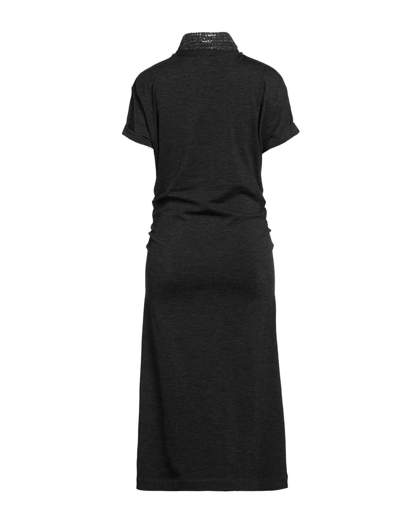 Brunello Cucinelli o1la1rc1a0325 Midi Dress in Black Size XL / US 12-14 / IT 48-50 - 2 Thumbnail