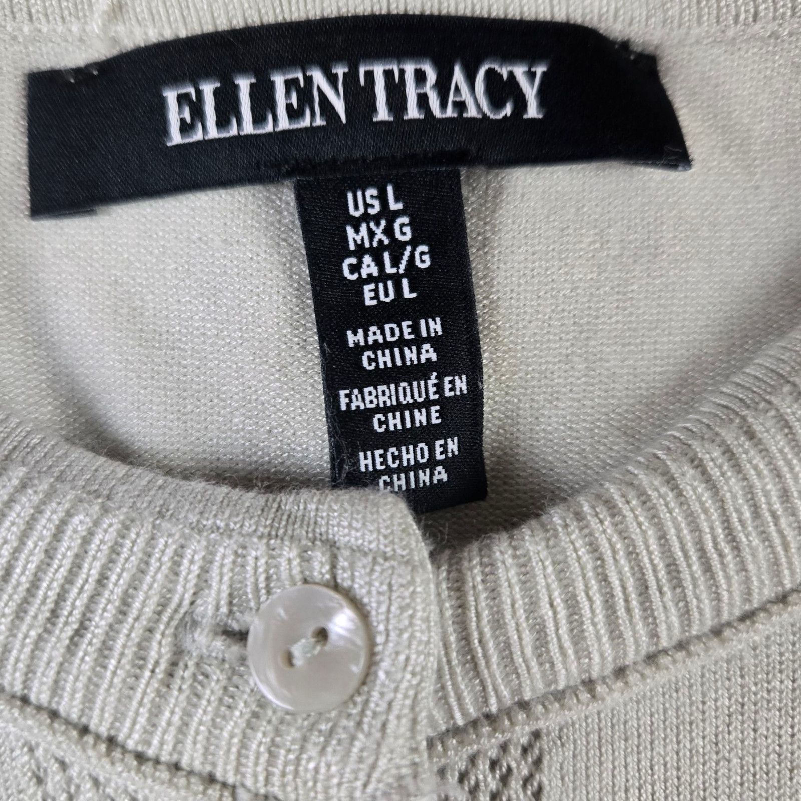 Other Ellen Tracy Beige Minimal Button Front Cardigan Size Large Size L / US 10 / IT 46 - 4 Thumbnail