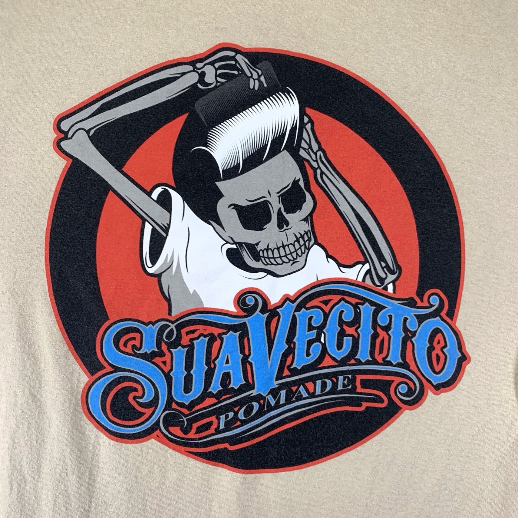 Doublet Suavecito Men's T-Shirt Large Beige Graphic Print Logo Double Side All Seasons Crew Neck Size US L / EU 52-54 / 3 - 2 Thumbnail