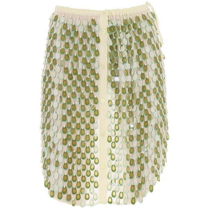 image of Dries Van Noten O1S22I1N0524 Sequined Shirty Mini Skirt In Yellow, Women's (Size 38)