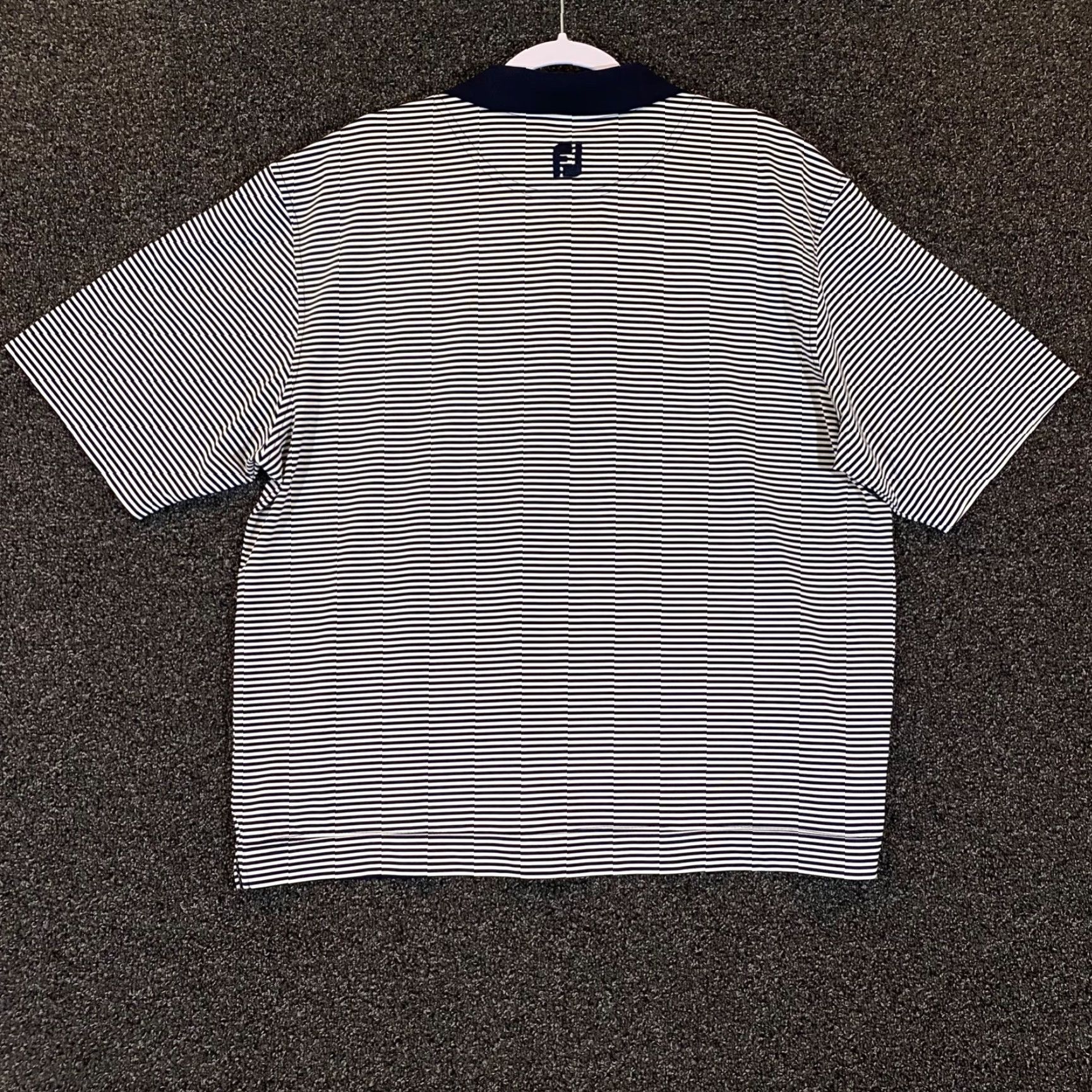 Footjoy FootJoy Polo Mens XL White Blue Striped Performance Golf Shirt Short Sleeve Size US XL / EU 56 / 4 - 6 Thumbnail