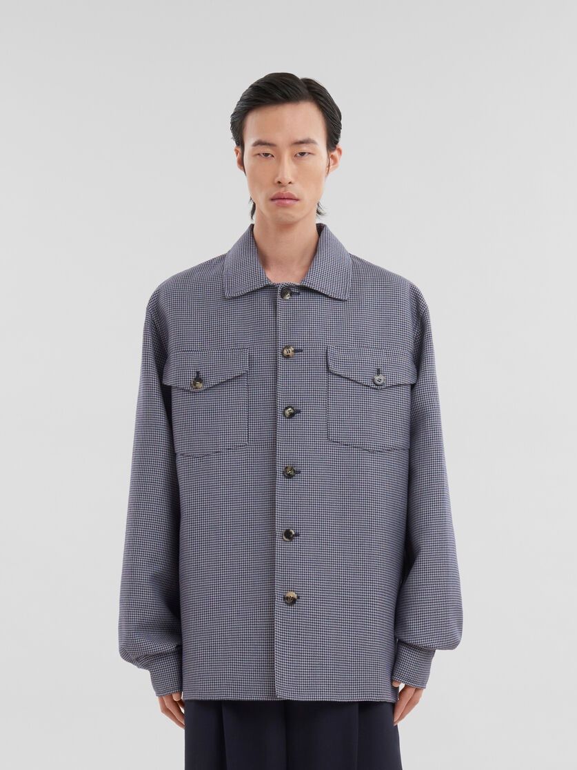 Marni o1w1db11125 Houndstooth-Print Flap-Pocket Shirt in Blue Size US L / EU 52-54 / 3 - 2 Thumbnail