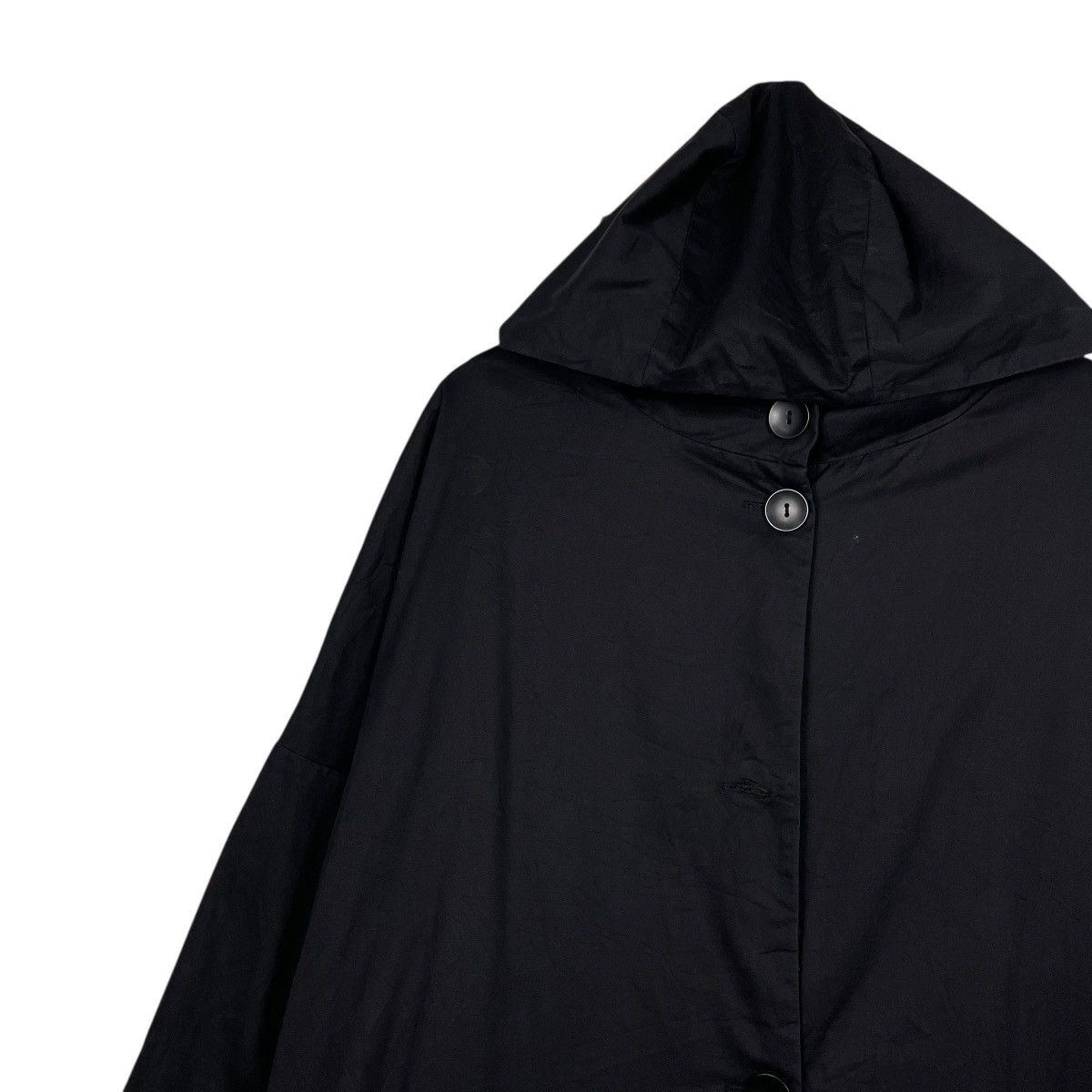 Antigua Antiqua Black Hooded Overcoat Size L / US 10 / IT 46 - 7 Thumbnail