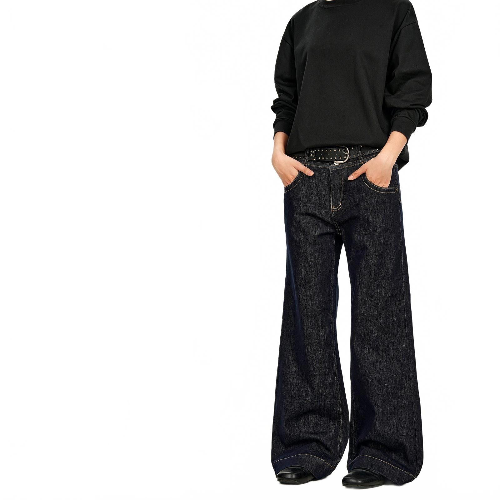 Jean Raw Indigo Slim Wide-Leg Straight Denim Jeans Size US 32 / EU 48 - 4 Thumbnail