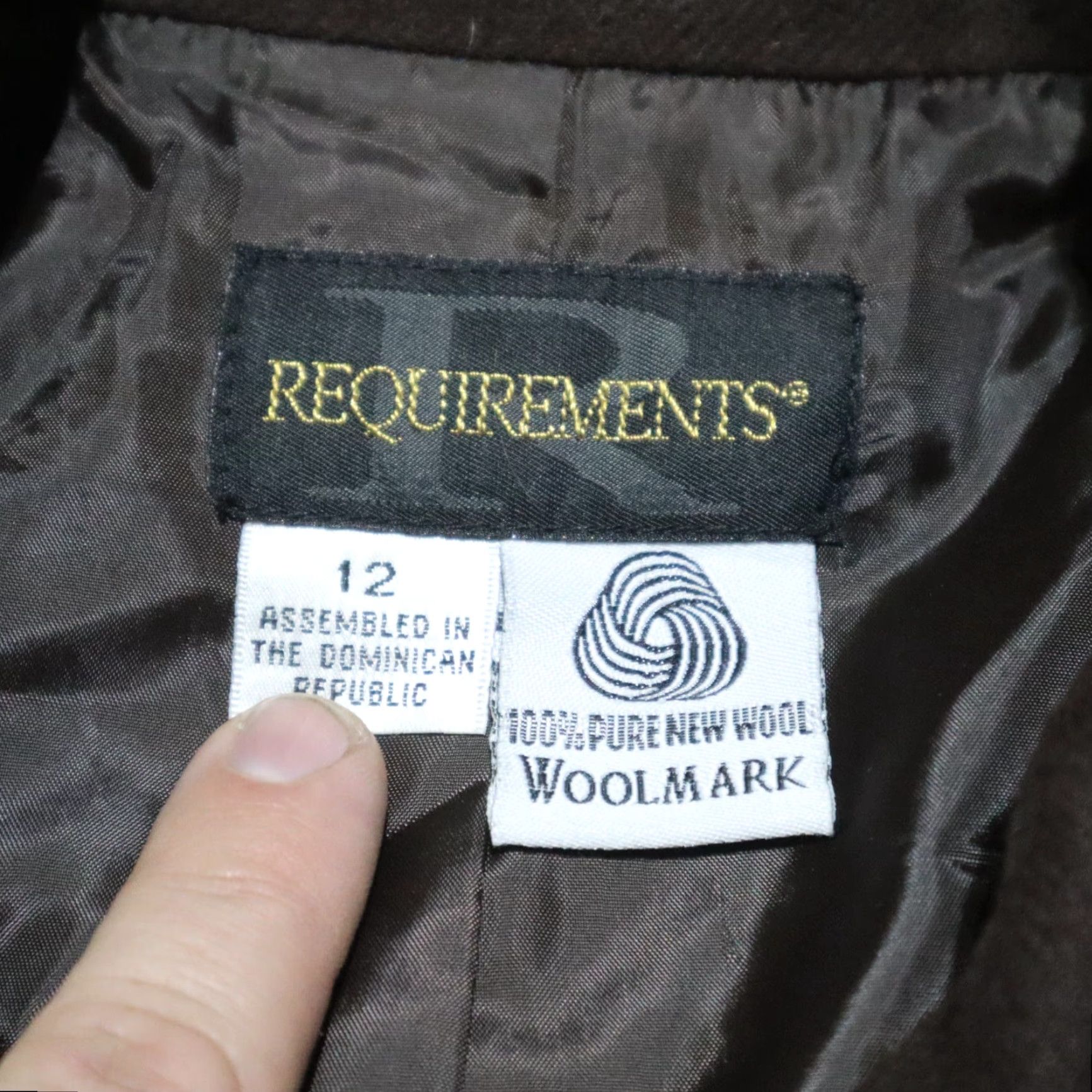 Vintage Requirements Dark Brown Wool Jacket Fully Lined Full Zip Ladies Women's Size 12 Size XL / US 12-14 / IT 48-50 - 3 Thumbnail