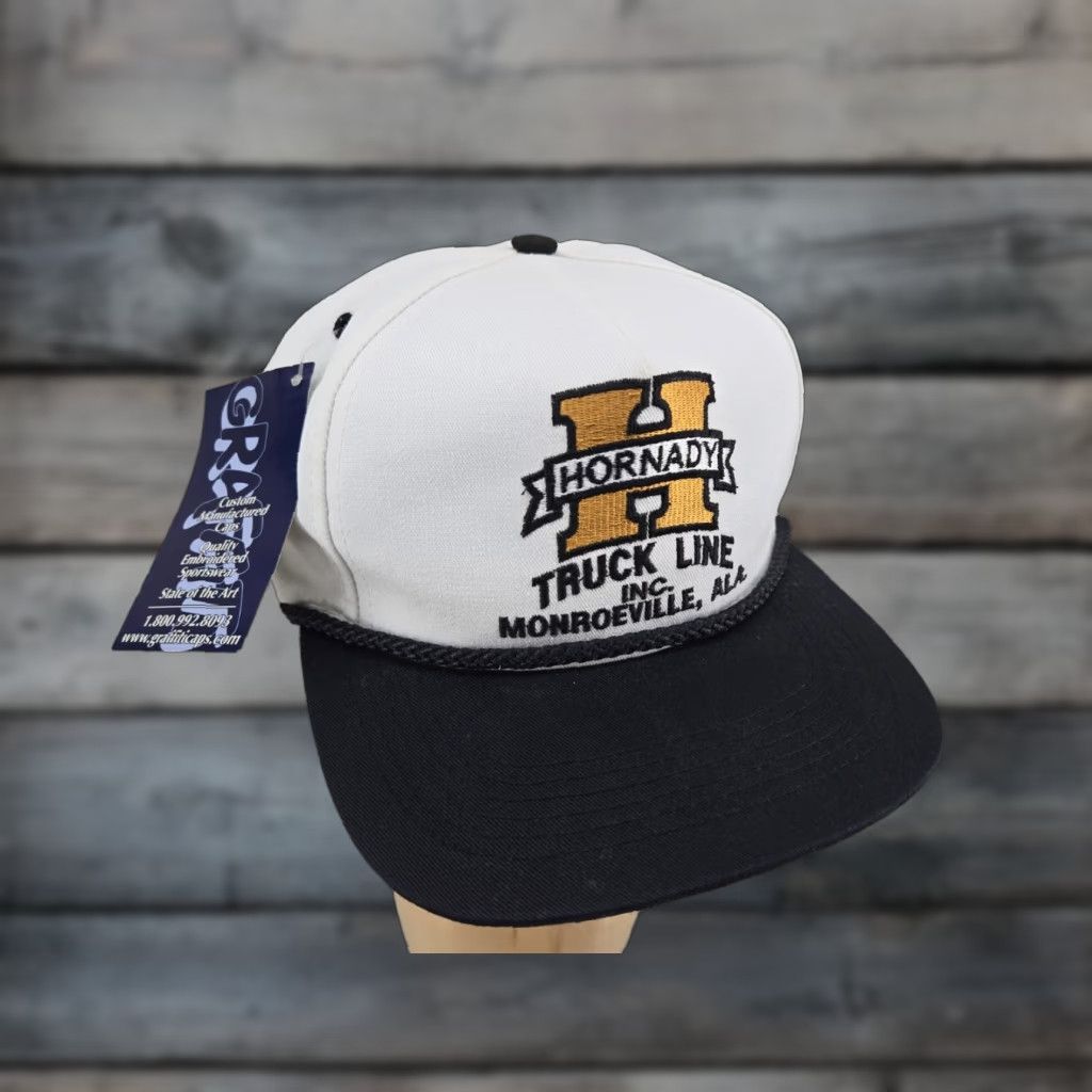 Logo 7 VINTAGE Hornady Truck Line Logo Rope Snap Back Trucker Hat Unisex Adults One Size White OSFA Adjustable Hats Mens Womens Boys Girls Size ONE SIZE - 1 Thumbnail