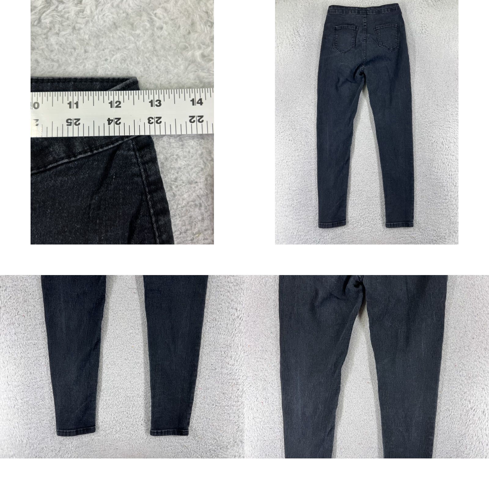Vintage Womens Denim Wise Pants 12 Black Skinny Mid Rise 24x26 Cotton Blend Stretch READ Size 34" / US 12 / IT 48 - 9 Thumbnail