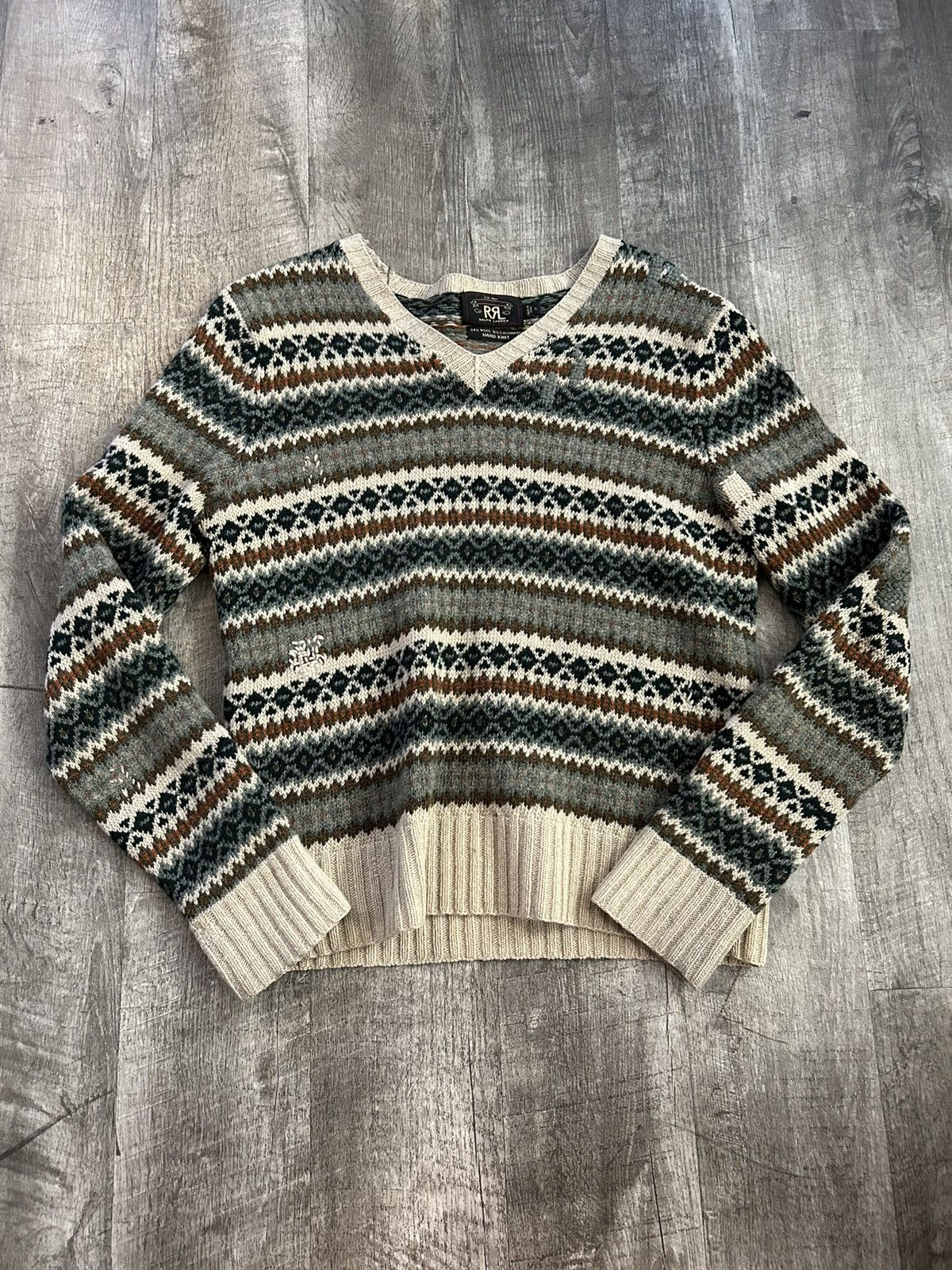 RRL Ralph Lauren Mended Wool HandKnit Sweater SZ S Size US S / EU 44-46 / 1 - 1 Thumbnail