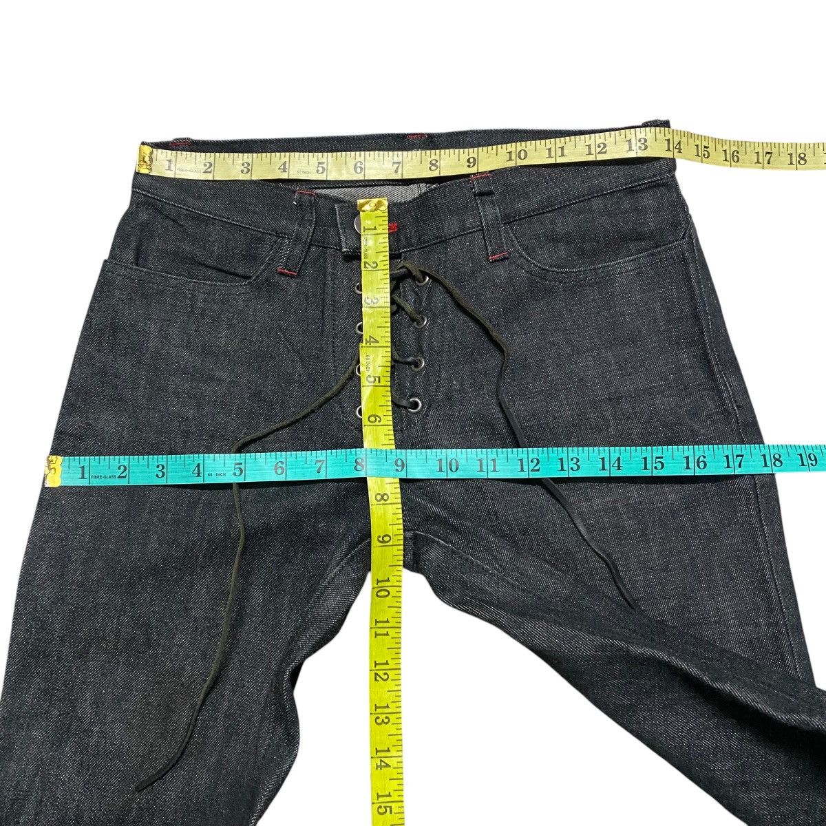 Japanese Brand EXCLUSIVE CLUTCH Lace up Denim Flare Jeans Size 28" / US 6 / IT 42 - 16 Thumbnail