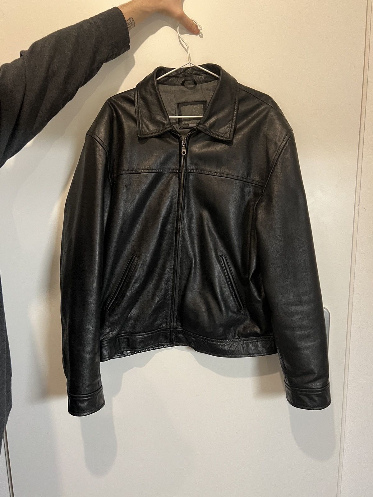 image of Vintage Buffalo Leather Jacket in Black, Men's (Size XL)