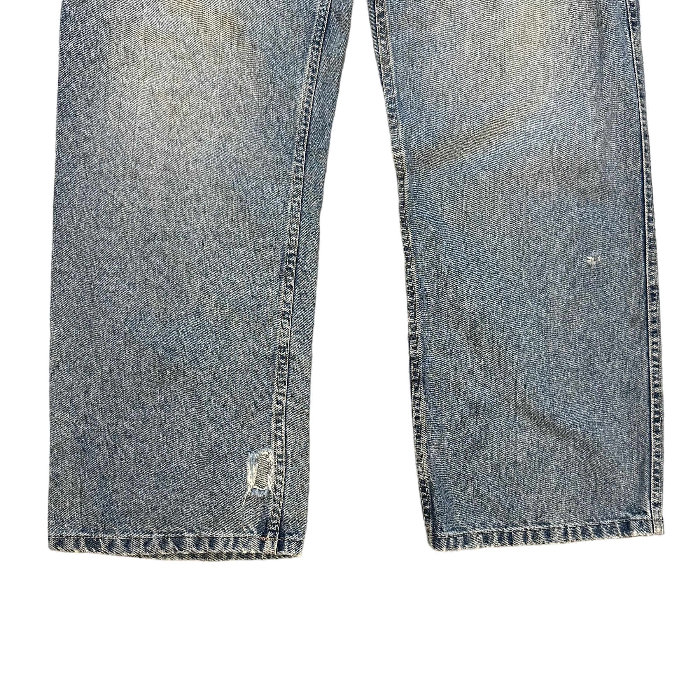 Vintage TRASHED🔥 CARPENTER LIGHT WASH DENIM PANTS #7456-147 Size US 33 - 10 Thumbnail
