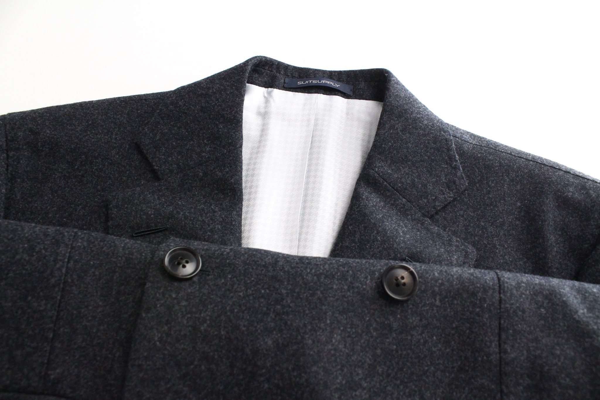 Suitsupply LA SPALLA UK38R Grey Circular Wool Flannel Suit 73386 Size 38R - 6 Thumbnail
