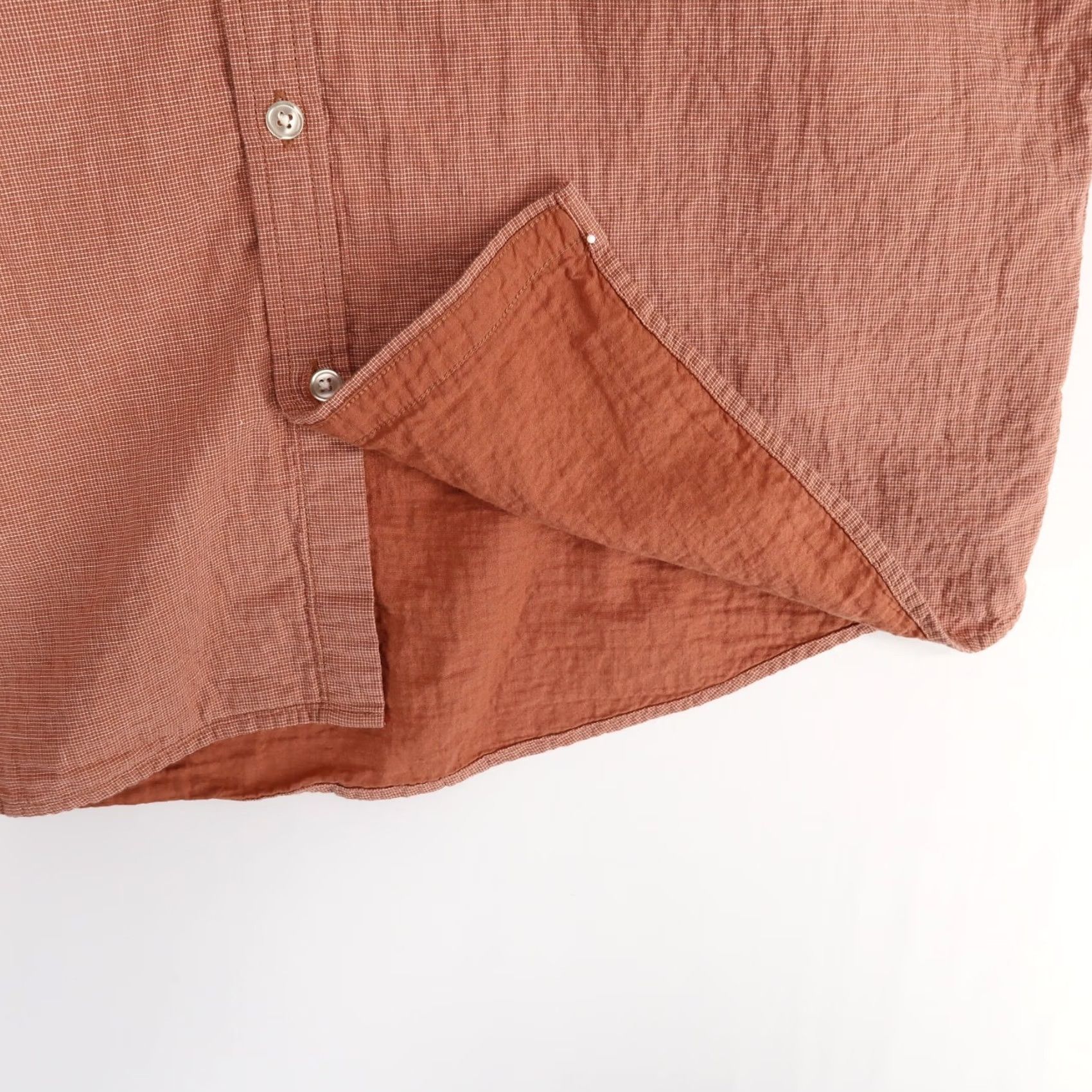 Vintage Wellen Shirt Mens XL Rust Brown Grid Short Sleeve Button Down Organic Cotton Size US XL / EU 56 / 4 - 8 Thumbnail