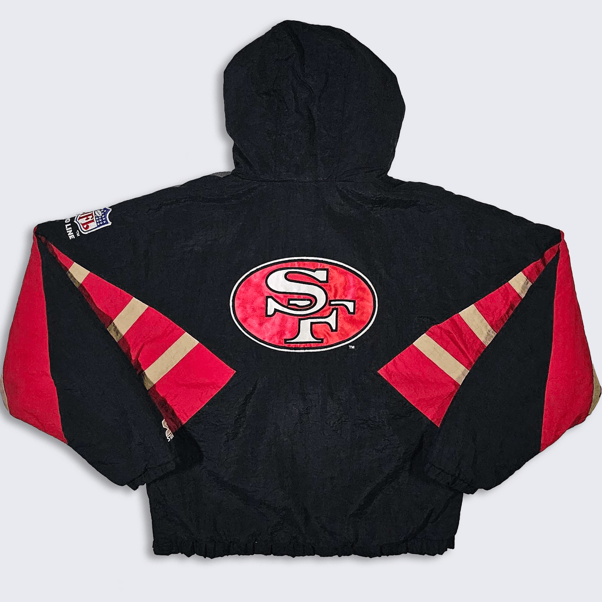 image of Nfl x Starter San Francisco 49Ers Vintage 90's Starter Puffer Jacket in Black Red, Men's (Size Smal