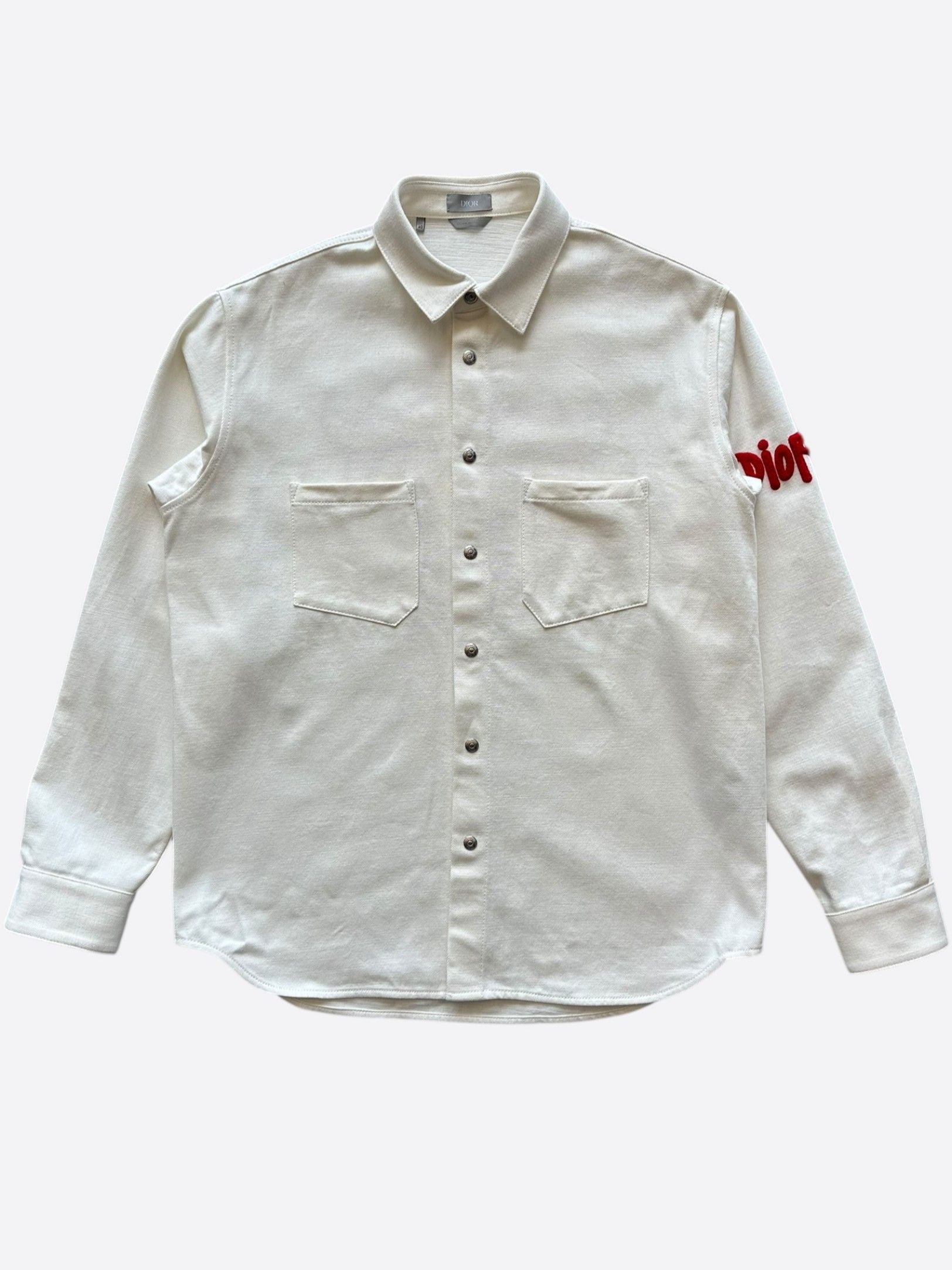 Dior Dior Stussy Cream & Red Ox Logo Denim Button Up Shirt Size US L / EU 52-54 / 3 - 1 Thumbnail