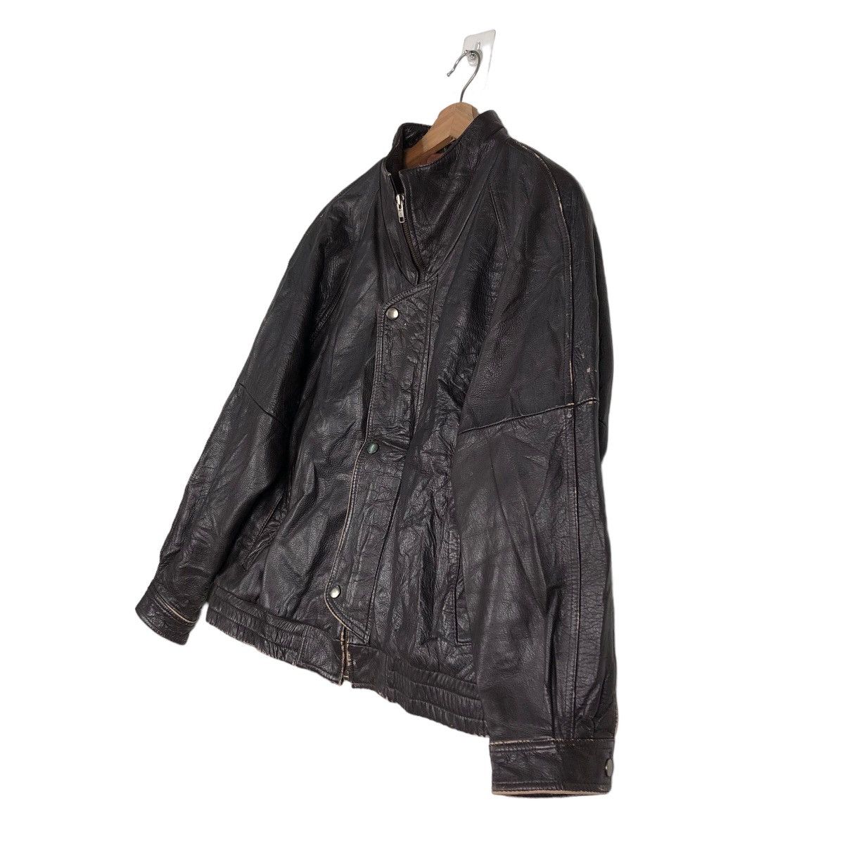 Japanese Brand 🔥Vintage Biker Leather Jacket Military Design Issey Miyake Size US M / EU 48-50 / 2 - 2 Thumbnail