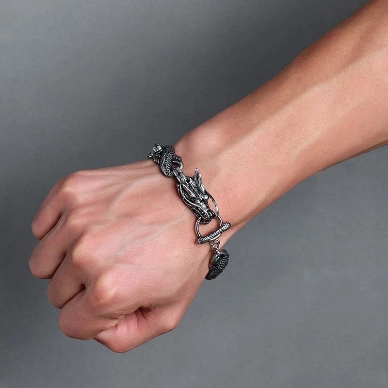 Jewelry × Vintage Ethnic Wind Dragon Bracelet 21cm Size ONE SIZE - 2 Thumbnail