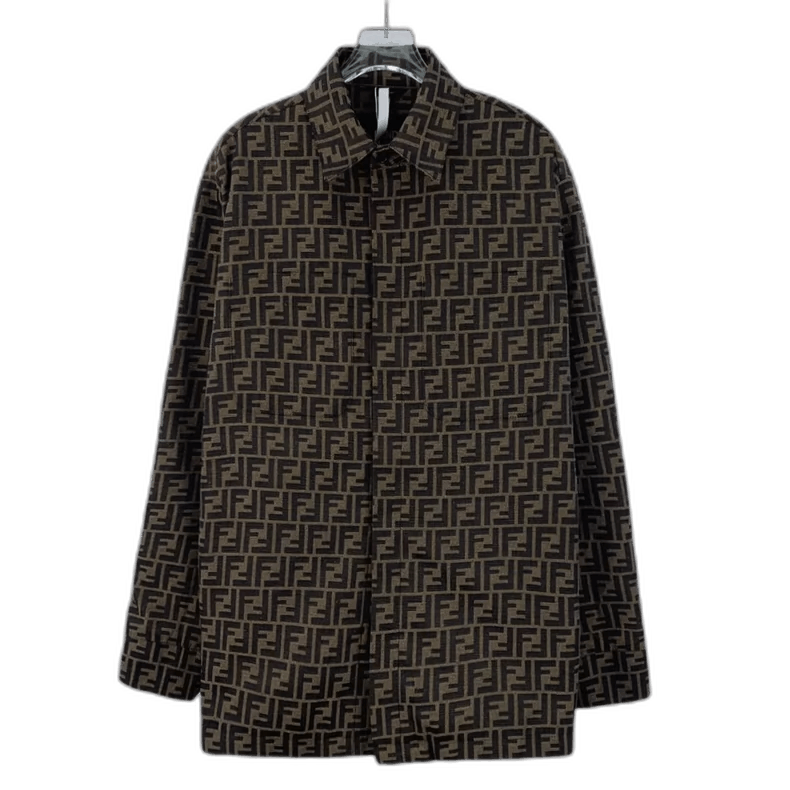 Fendi Fendi Brown Logo Print Long Sleeve Shirt Size US M / EU 48-50 / 2 - 1 Thumbnail
