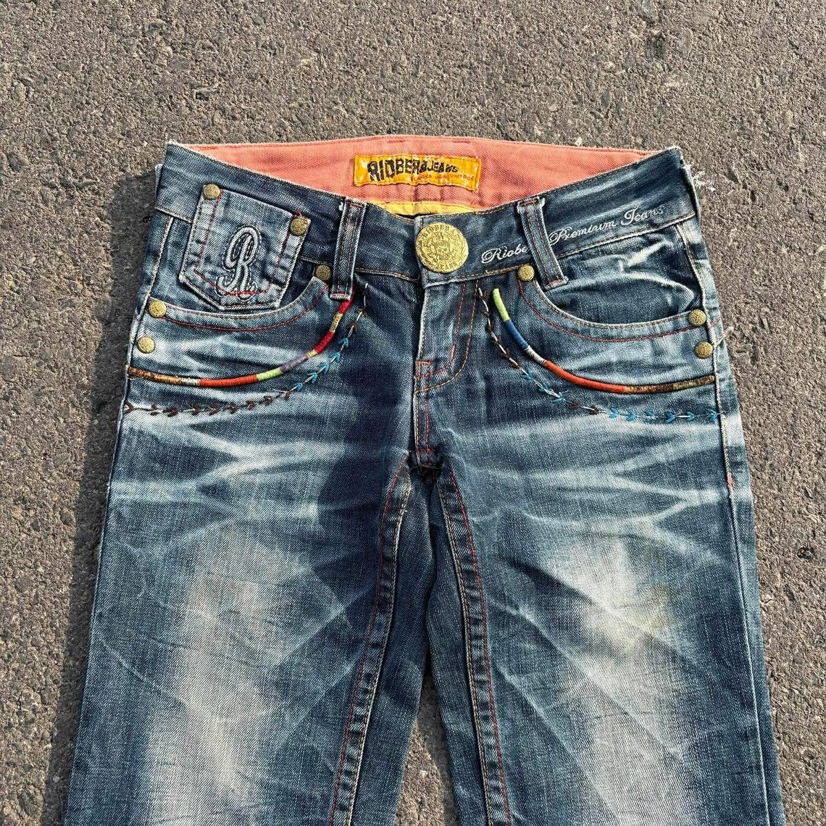 Tornado Mart ❌SOLD❌RIOBERA Flare Jeans Distressed Skull Button 30 Size US 30 / EU 46 - 15 Thumbnail