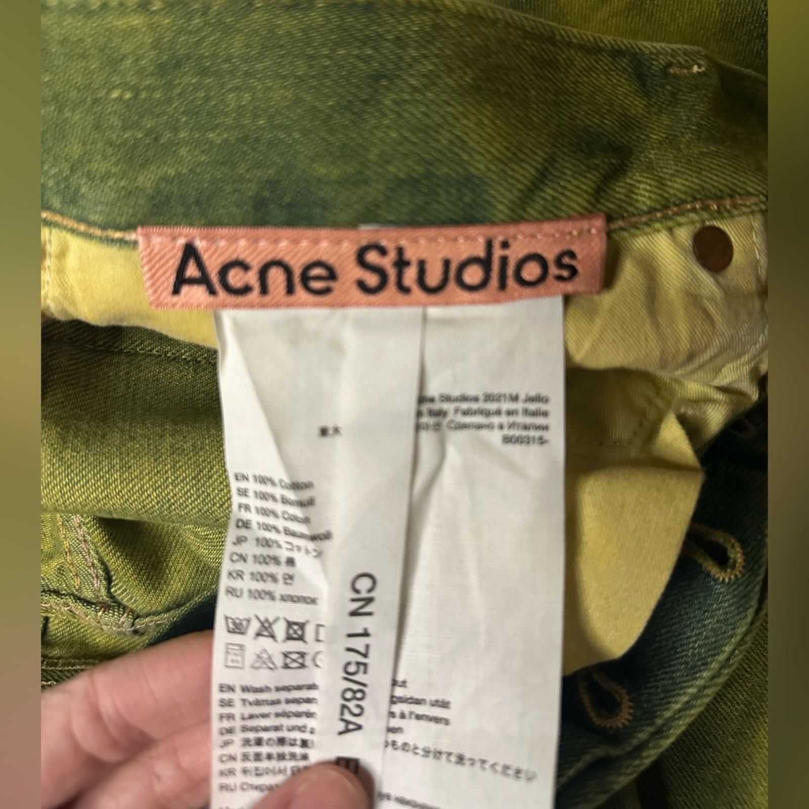 Acne Studios Jello 2021M Wide Jeans EU 30 Electric Green / Yellow Tie Dye Size US 36 / EU 52 - 10 Thumbnail