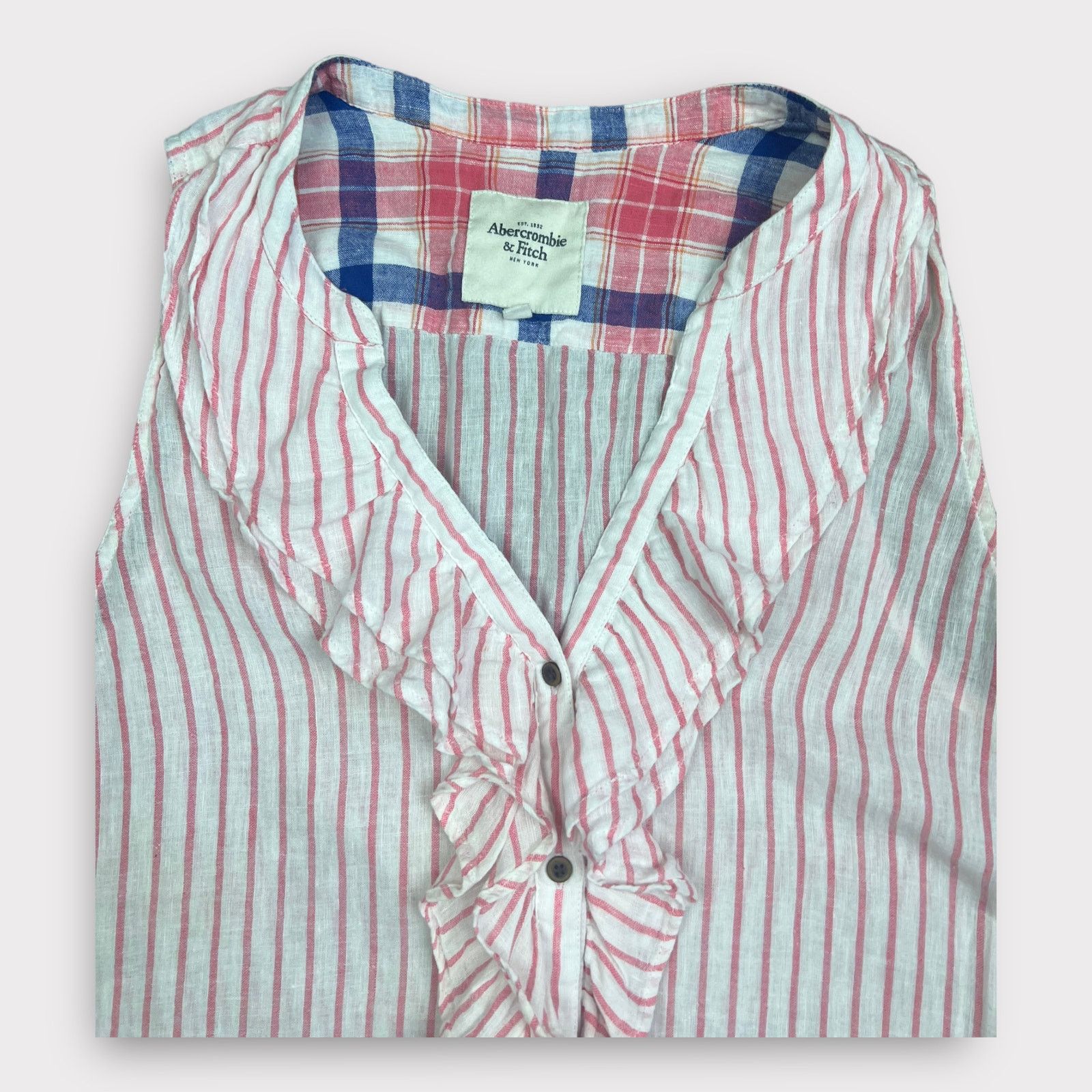 Abercrombie & Fitch Abercrombie and Fitch | Vintage Y2K Linen Blend Striped Top Size M / US 6-8 / IT 42-44 - 8 Thumbnail
