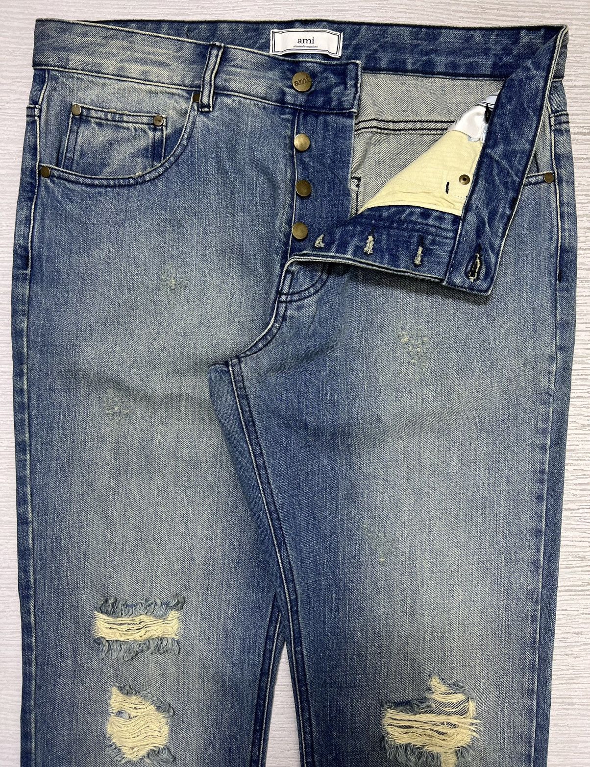 AMI AMI Paris - Sky Blue Destroyed Denim Jeans Size US 32 / EU 48 - 4 Thumbnail