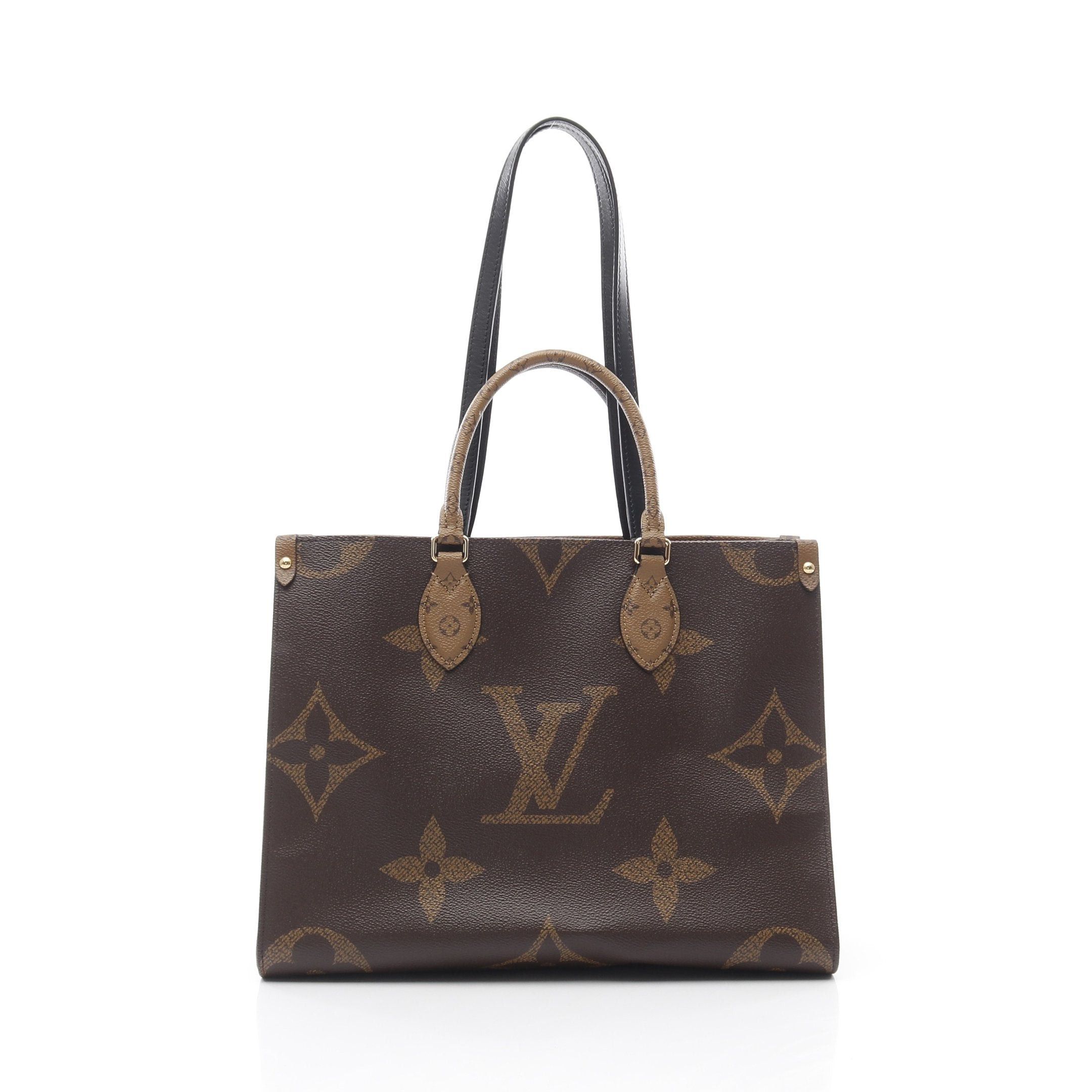 Louis Vuitton Louis Vuitton On-The-Go Mm Monogram Giant Reverse Shoulder Bag Tote Leather Brown Beige Size ONE SIZE - 1 Thumbnail