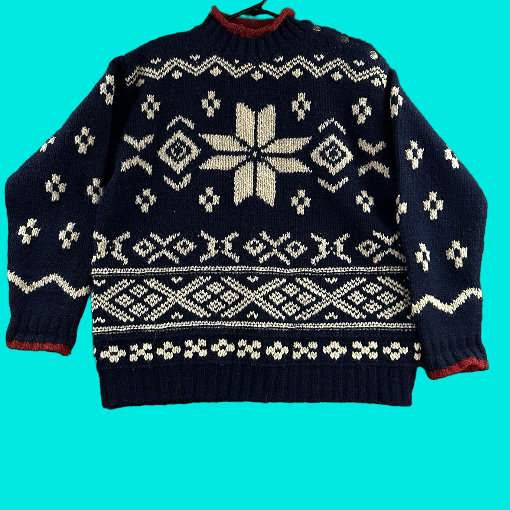 Ralph Lauren VINTAGE Ralph Lauren Womens Sweater Blue Size Large Snowflake 1995 Wool Alpaca Pullover KnIT Womens/Large/Blue Snowflake Vintage 1995 Wool Alpaca Size L / US 10 / IT 46 - 1 Thumbnail
