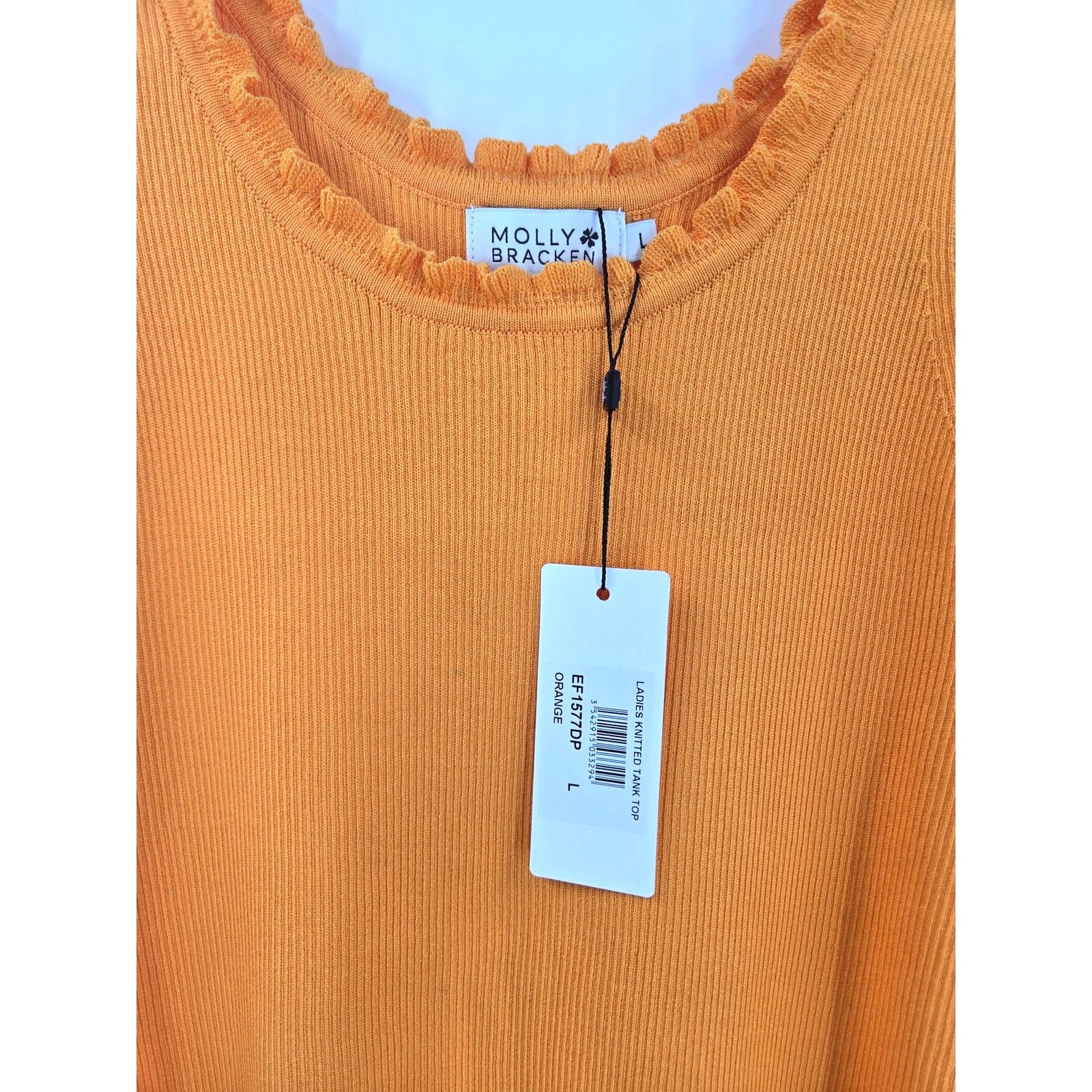 Other NEW Molly Bracken Ribbed Tank Top w/Ruffles in Orange Large Size L / US 10 / IT 46 - 6 Thumbnail