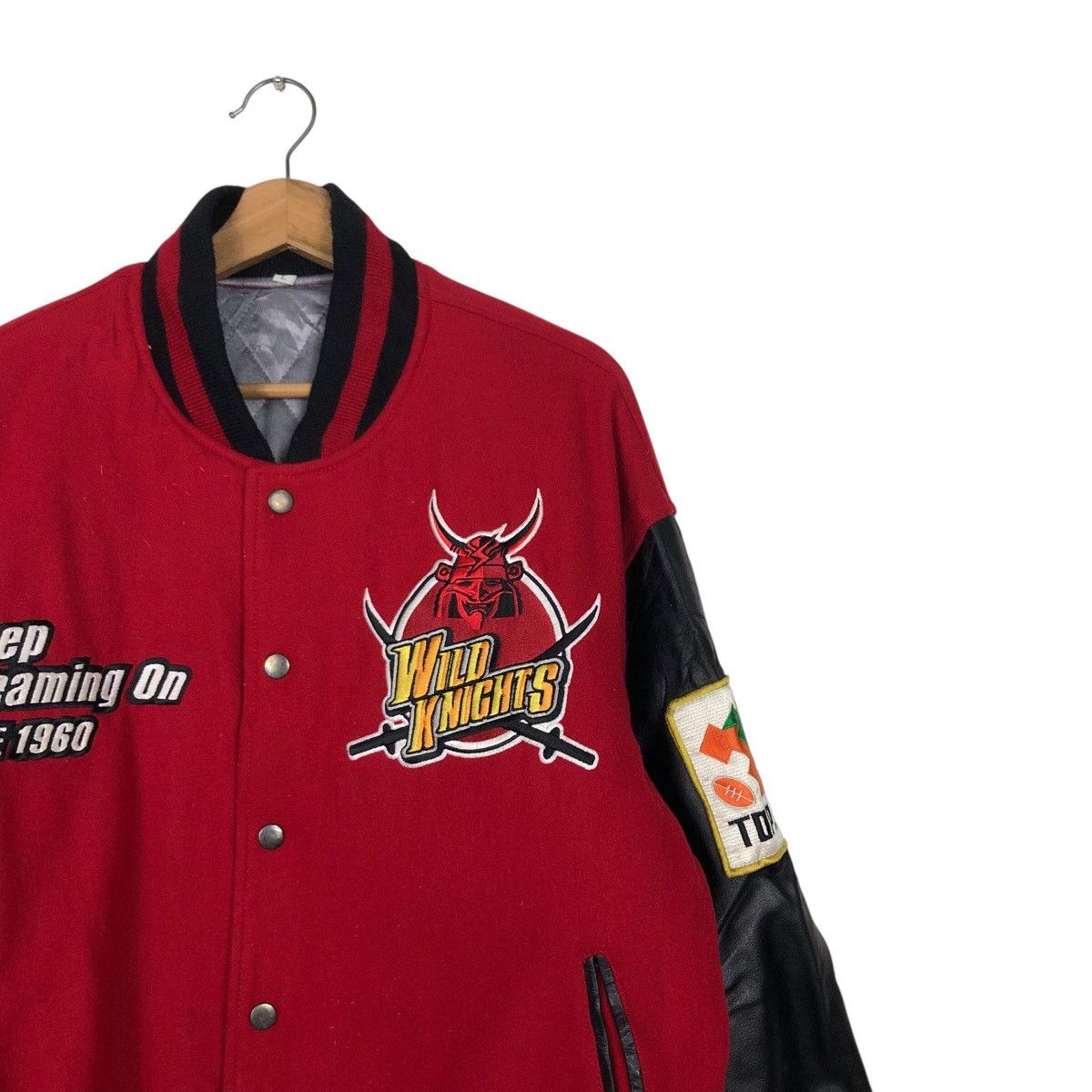 Japanese Brand 📌Vintage Varsity Leather Jacket Wild Knight Embroidery Size US L / EU 52-54 / 3 - 8 Thumbnail