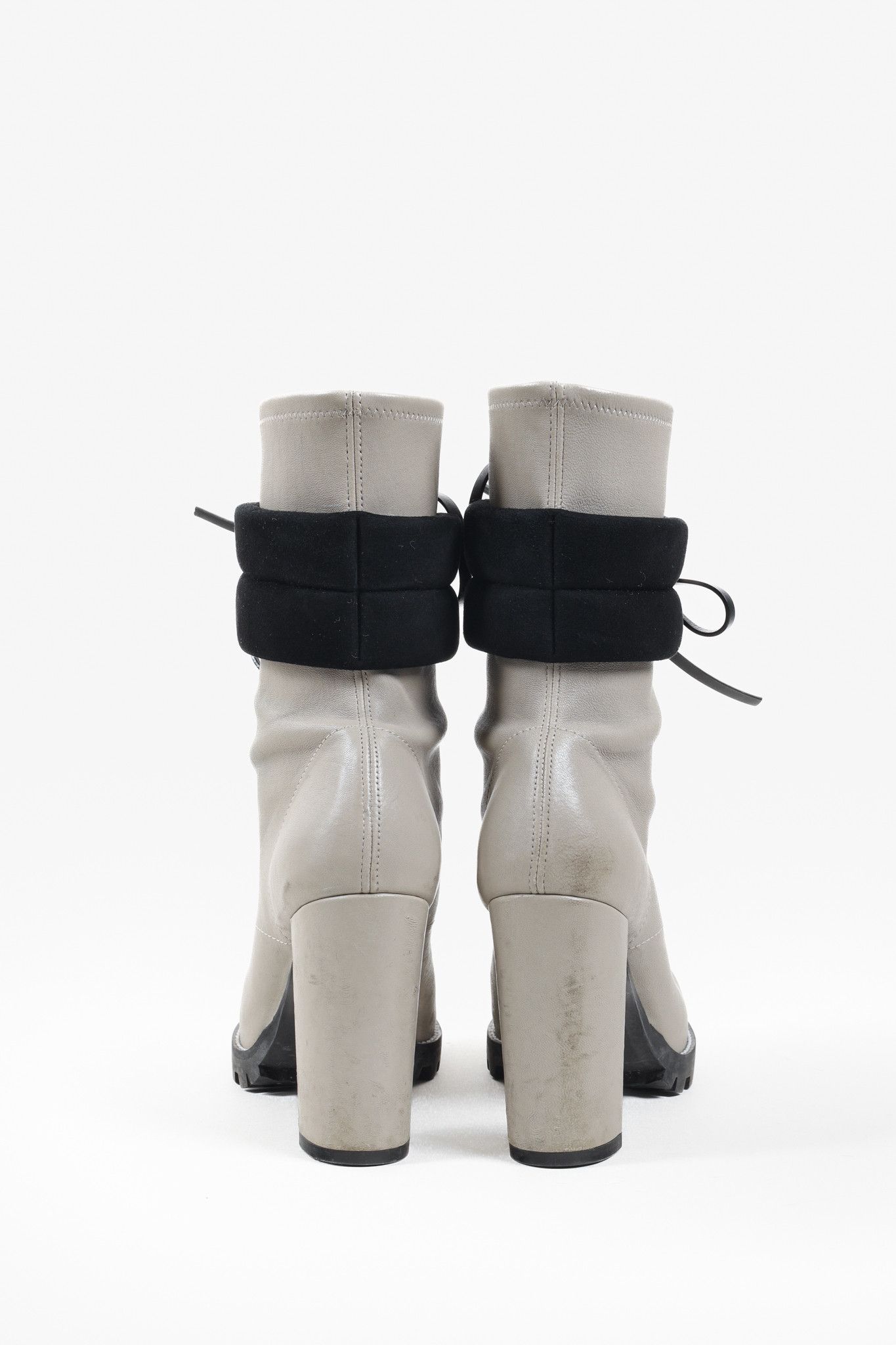 Stuart Weitzman Stuart Weitzman Grey Block Heel Lug Boot Size US 8.5 / IT 38.5 - 3 Thumbnail