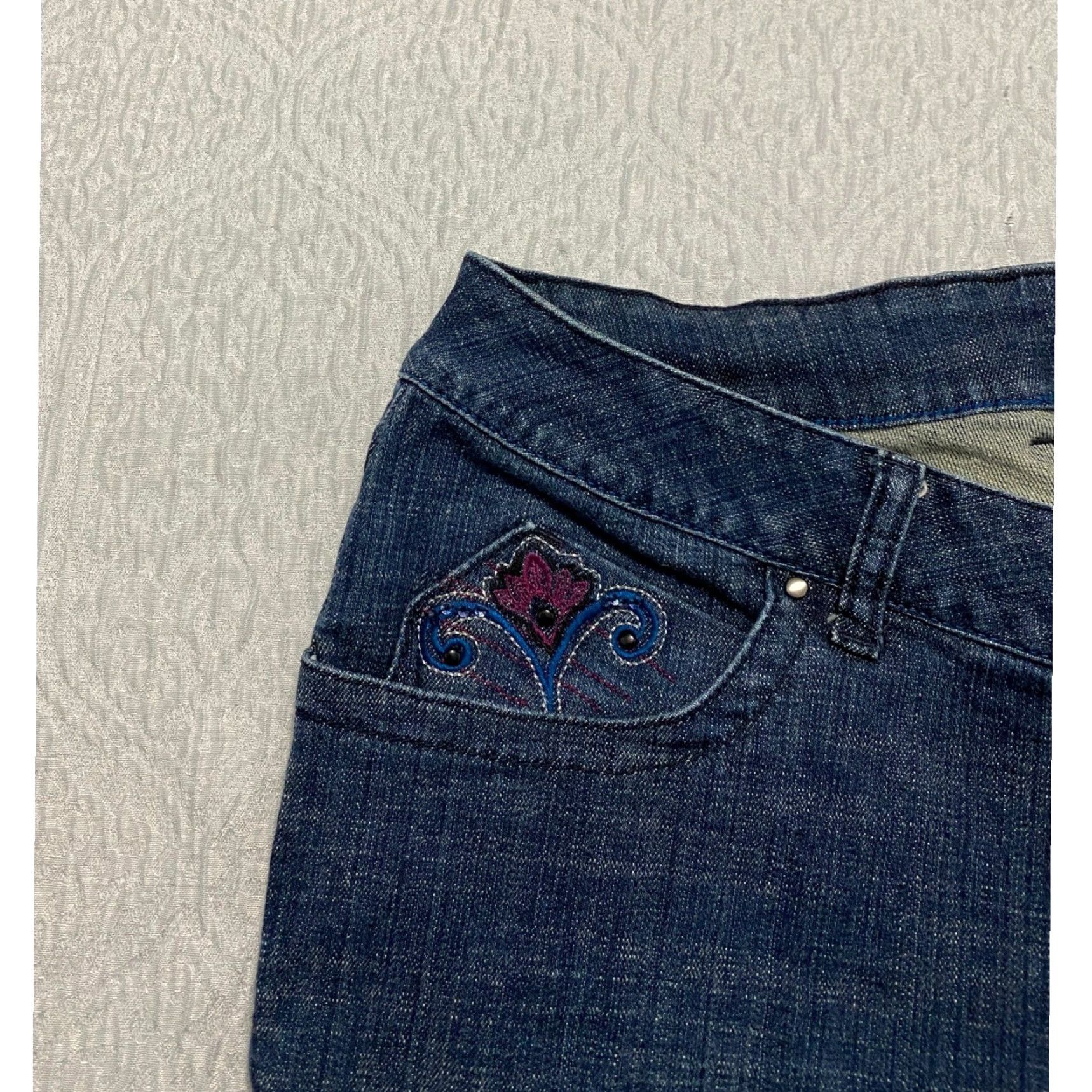 Denime Venezia Women's Jeans Denim Bootcut Embroidered Size 18 Dark Wash Average Inseam 31 in Five Pocket Design Comfort Stretch Size 40" / US 18 - 6 Thumbnail