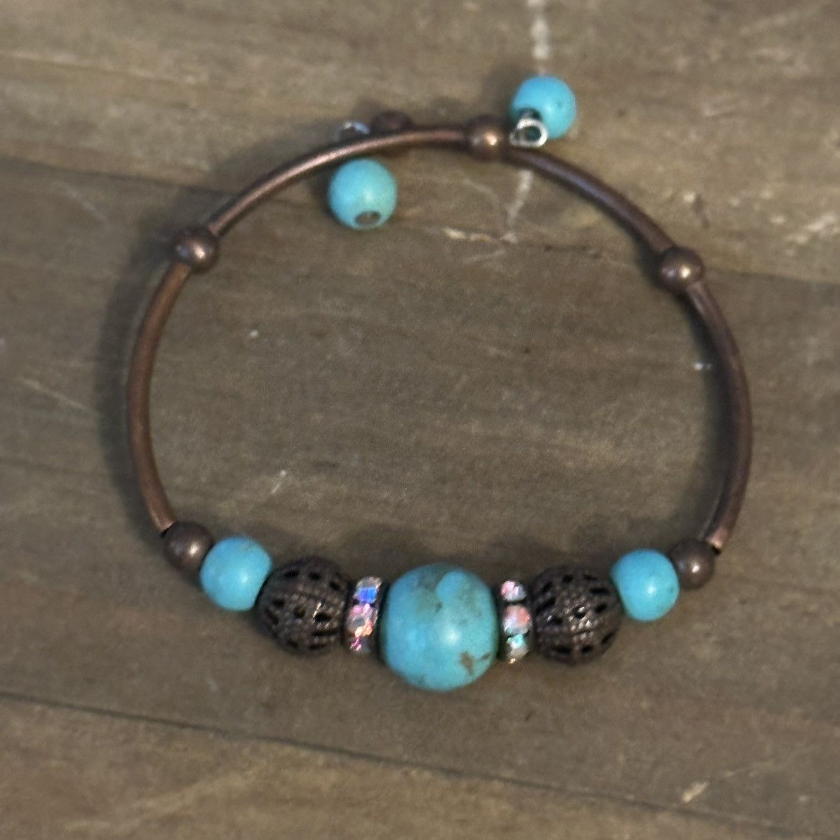 Other Bronze tone mixed stone wire wrap cuff bracelet bundle Size ONE SIZE - 6 Thumbnail