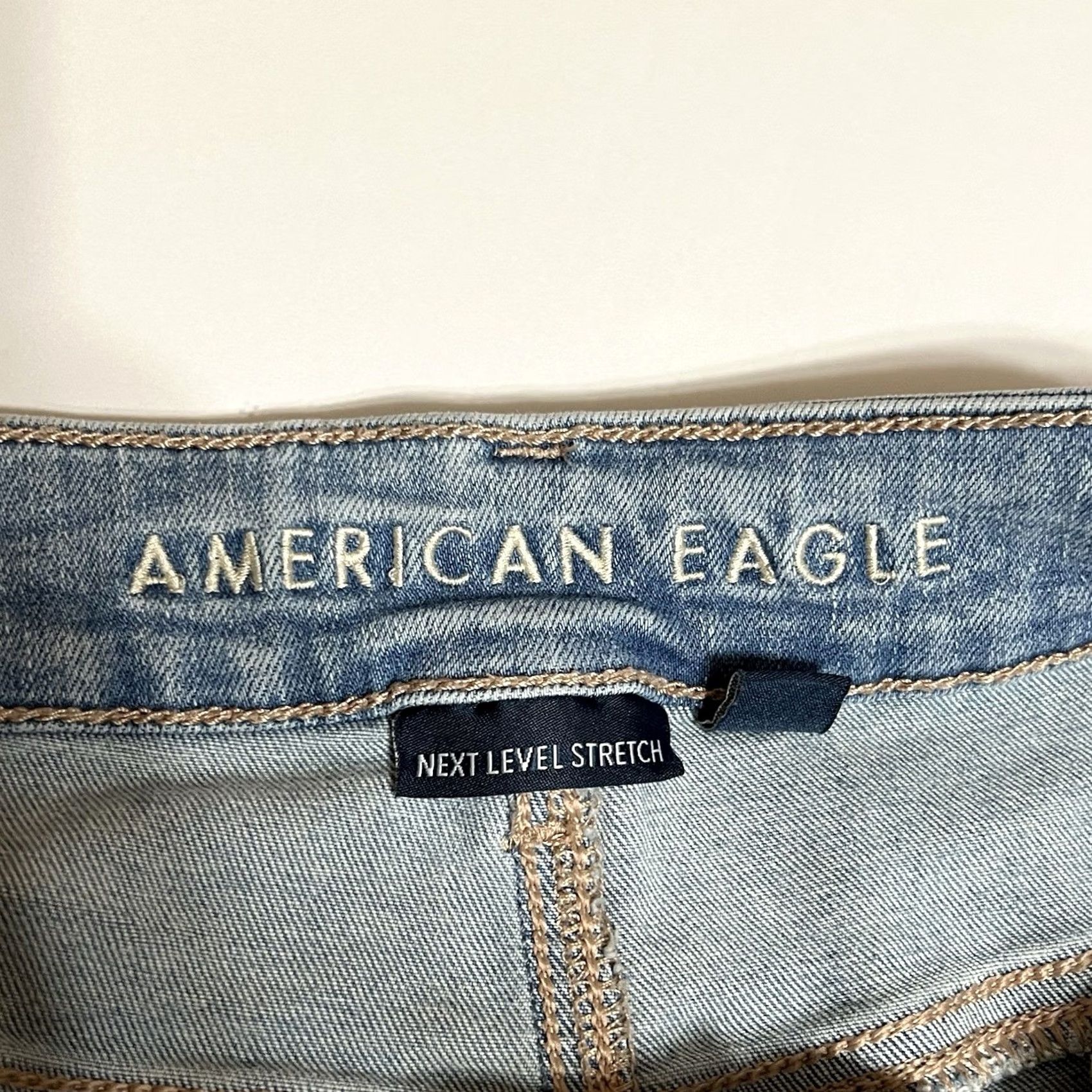 American Eagle Outfitters VINTAGE American Eagle Jeans 18 Long Flare 31in 5-Pocket Blue Distress Stretch Denim Womens High Rise Trouser Size 40" / US 18 - 7 Thumbnail