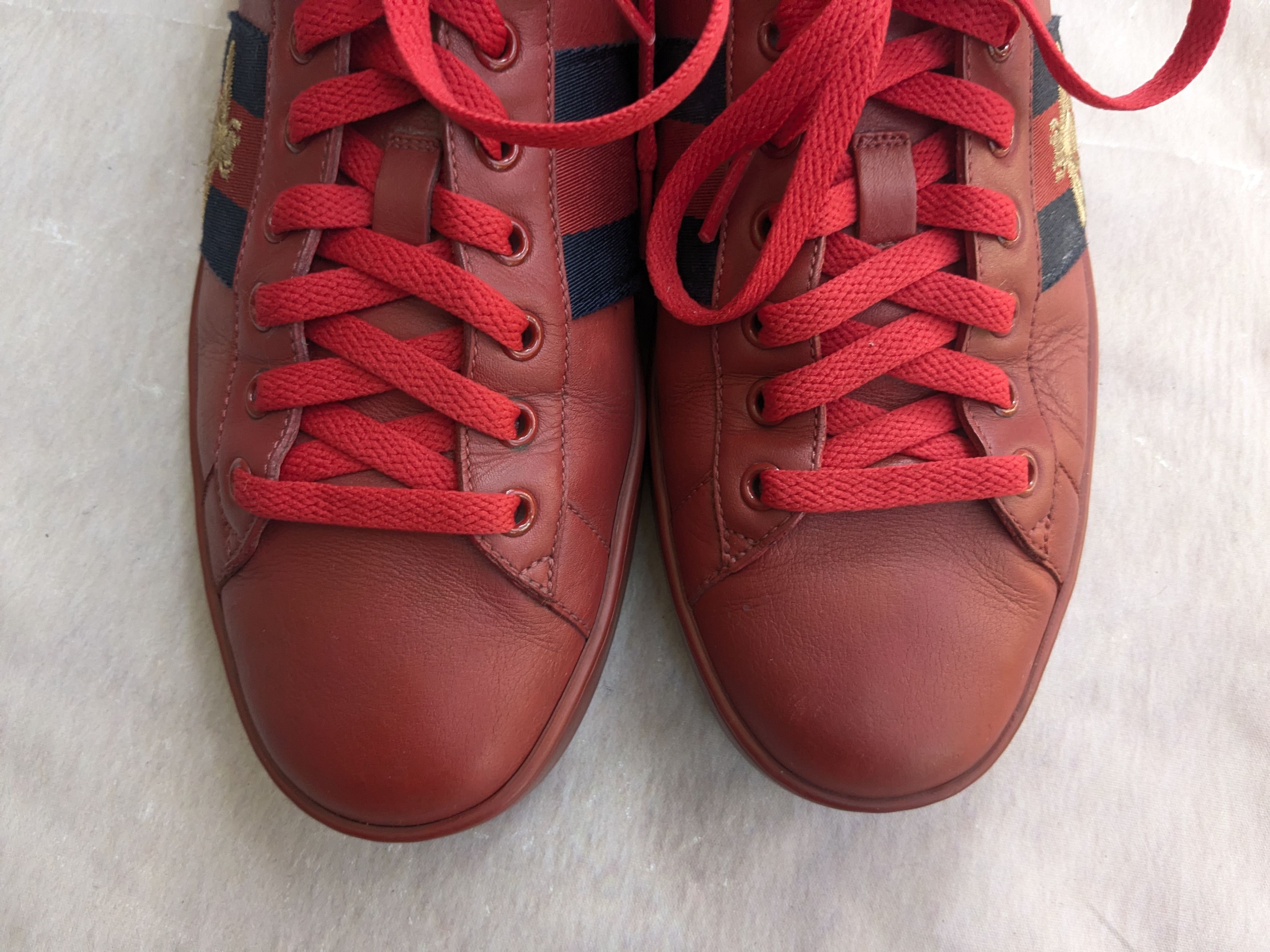 Gucci Gucci Ace Sneakers 9.5 Red Leather Low 429446 Size US 9.5 / EU 42-43 - 5 Thumbnail