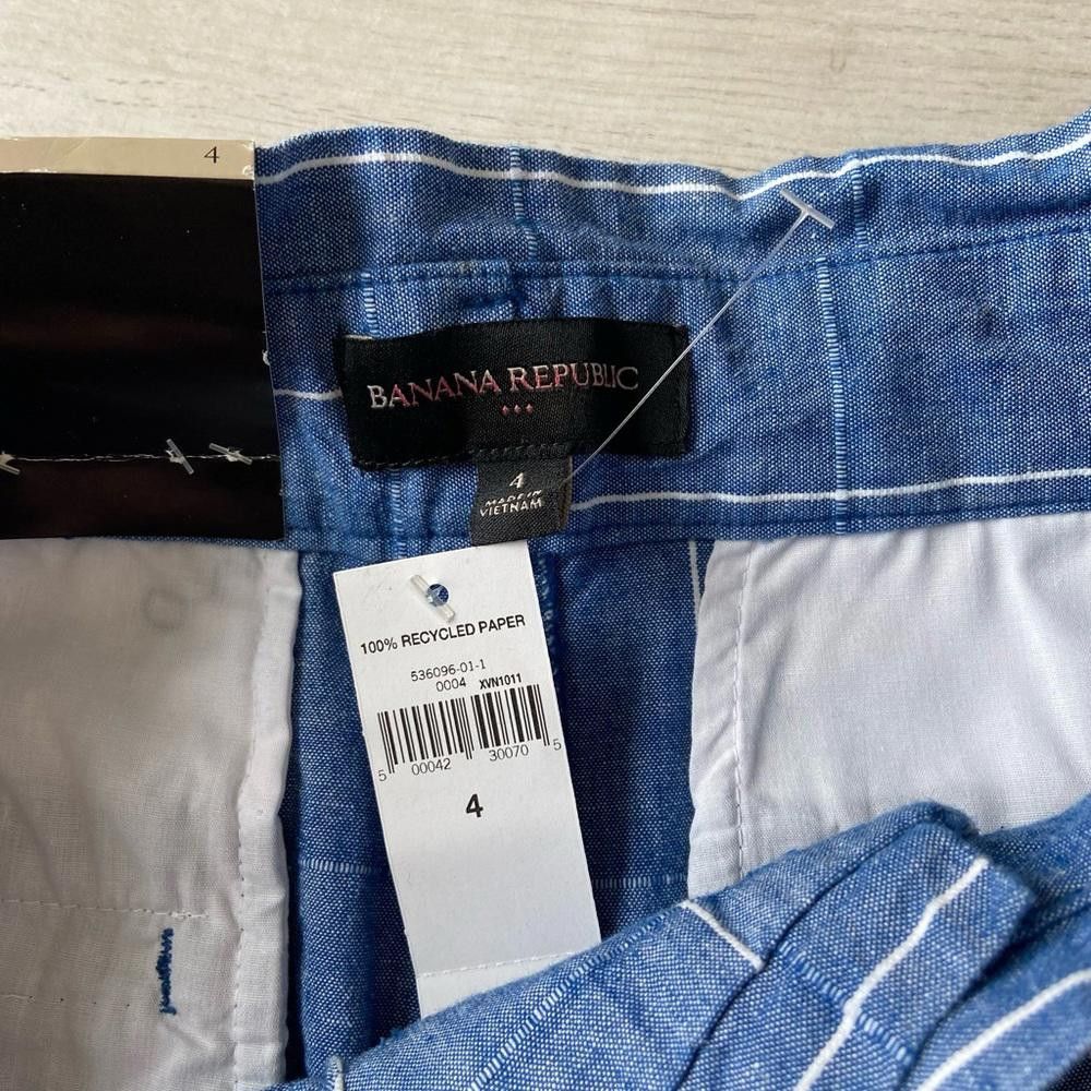 Banana Republic Banana Republic Blue and White Striped Shorts with Belt Size 27" / US 4 / IT 40 - 3 Thumbnail