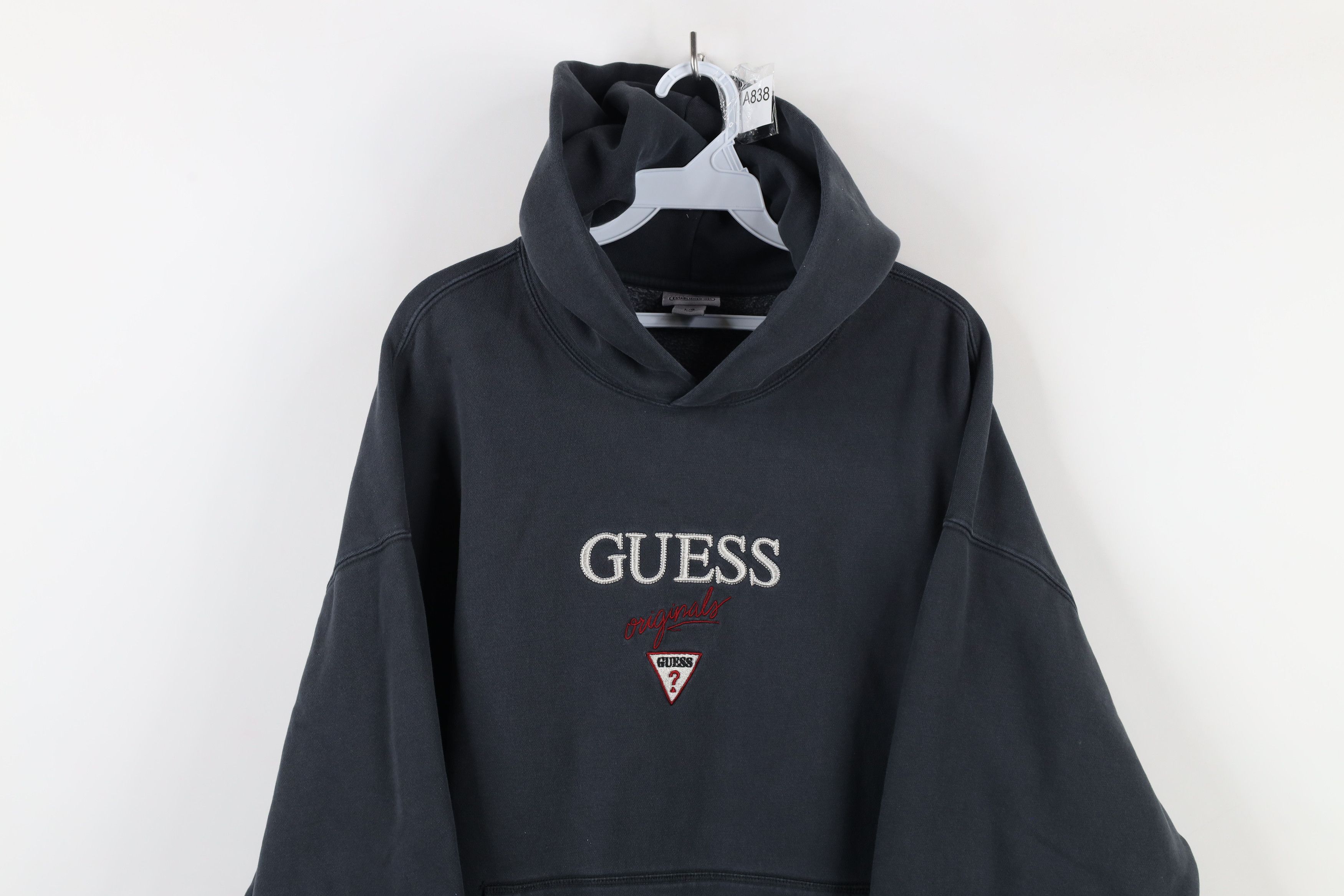 Guess × Vintage Vintage Guess Heavyweight Hoodie Sweatshirt Dark Gray Size US L / EU 52-54 / 3 - 2 Thumbnail