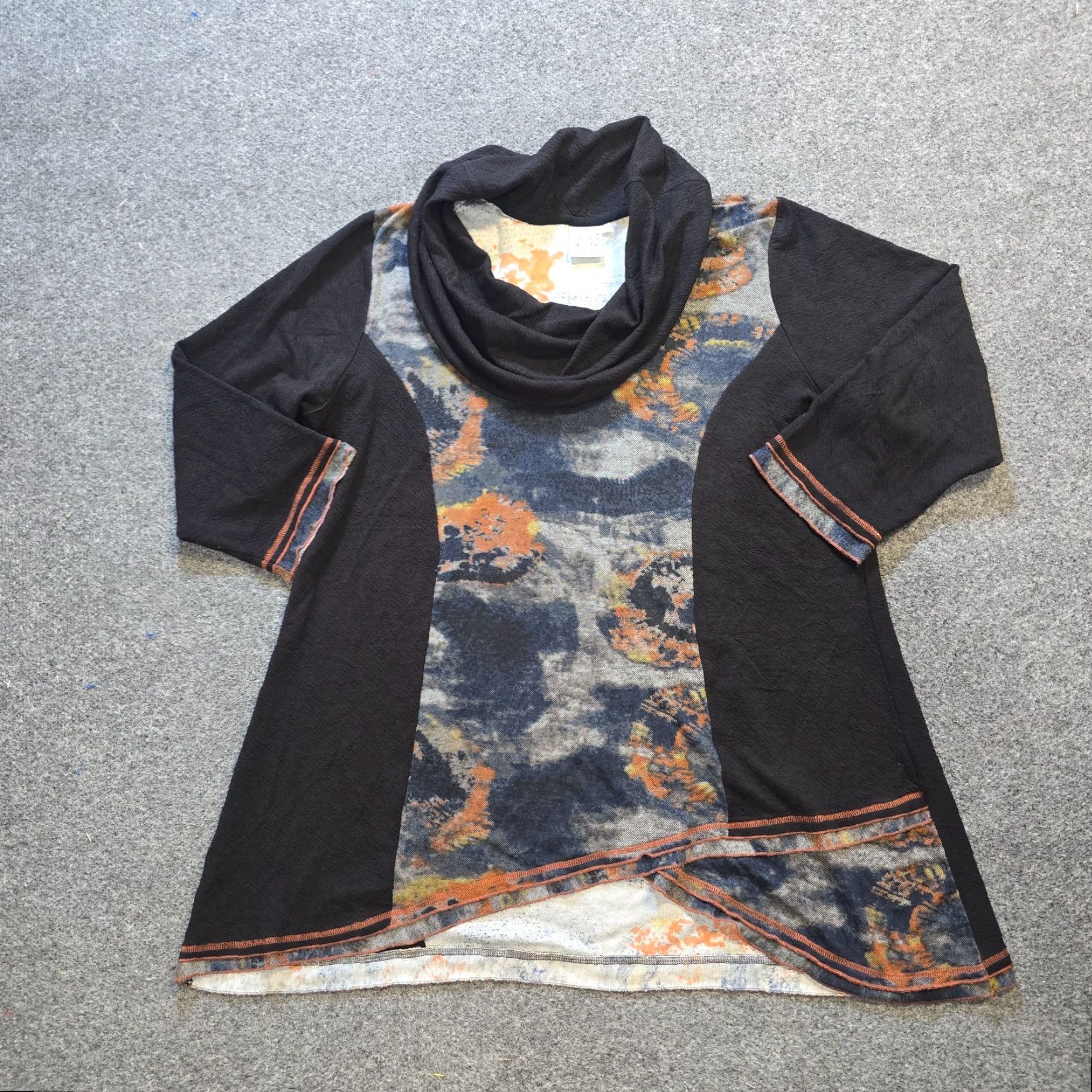Vintage Parsley And Sage Top Womens Size 1X Black Tie Dye Cowl Neck Artsy Stretch Casual Shirt Adults 1X Black Tie Dye Artsy Stretch Cowl Neck Casual Womens Size XL / US 12-14 / IT 48-50 - 2 Thumbnail