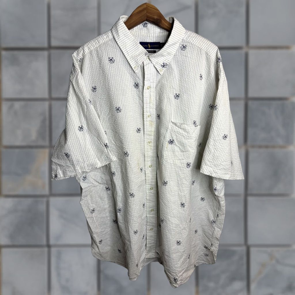 Ralph Lauren Ralph Lauren Seersucker Shirt Mens 2XB Striped Anchor Nautical Embroidered Shirt Size US XXL / EU 58 / 5 - 1 Thumbnail