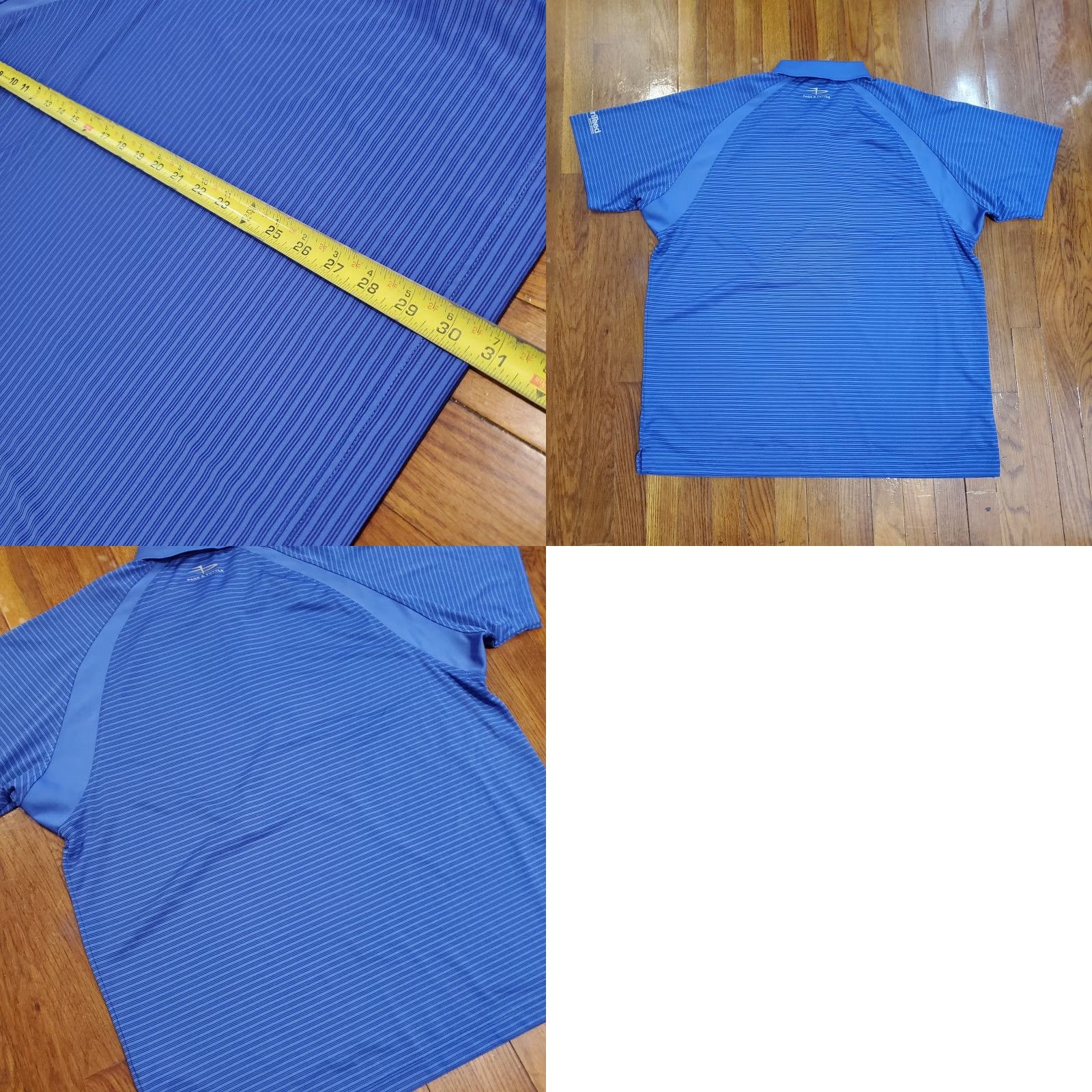 Vintage Page & Tuttle Polo Shirt Men XL Blue Striped Moisture Wicking Golf Casual Short Sleeve Button Collar Logo Pattern Size US XL / EU 56 / 4 - 8 Thumbnail